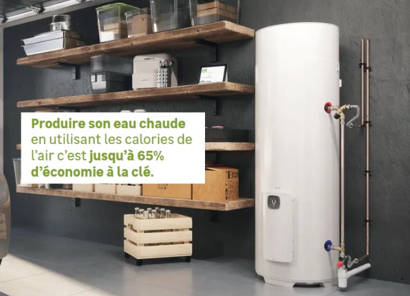Produire son eau chaude en utilisant les calories de l’air, c'est jusqu’à 65% d’économie à la clé.