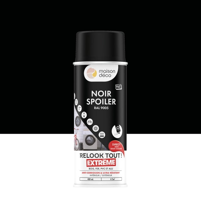 Bombe de peinture Relook tout extrême MAISON DECO noir spoiler mat 400 ml