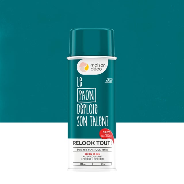 Bombe de peinture Relook tout MAISON DECO paon brillant 400 ml
