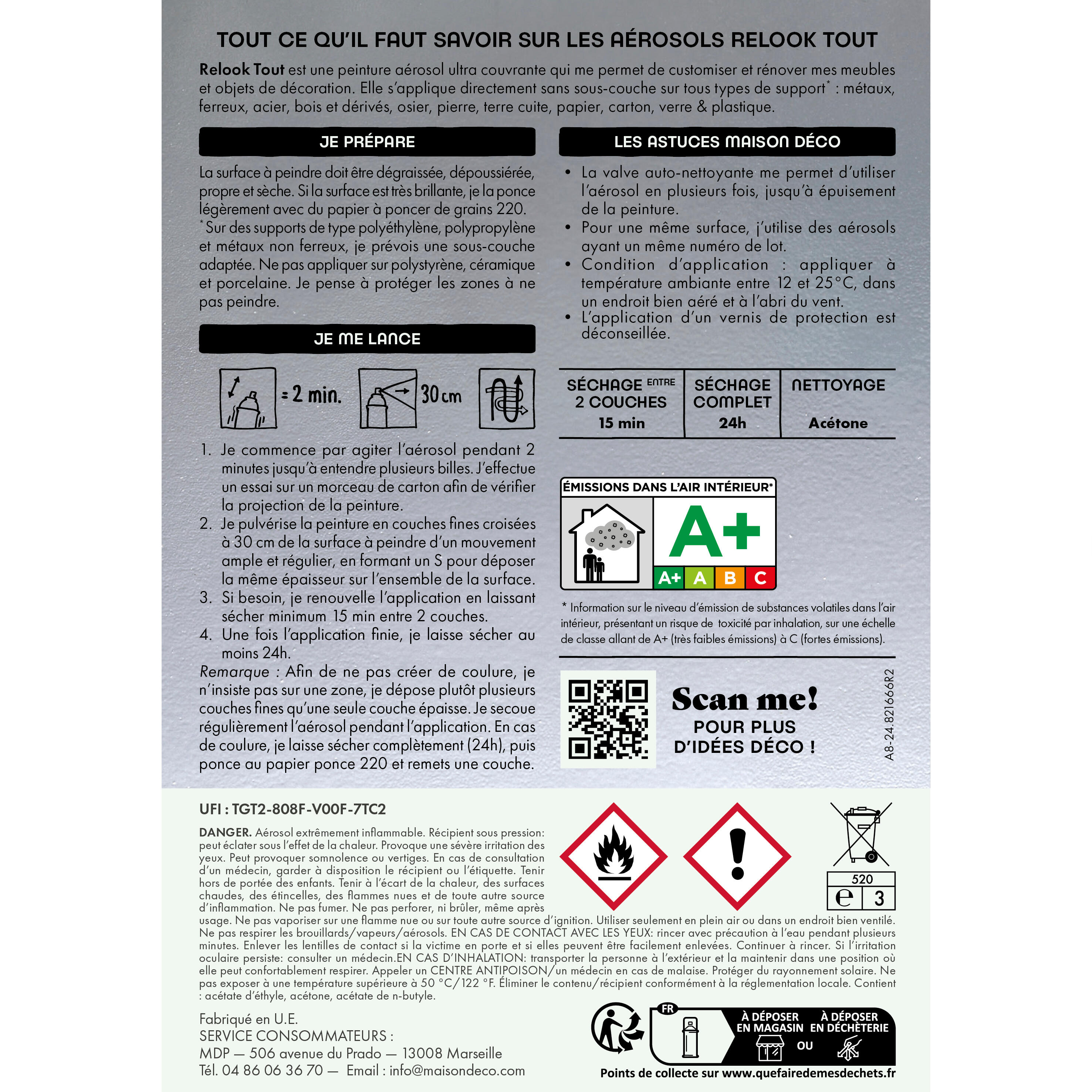 Bombe de peinture Relook tout MAISON DECO chrome métallisé 400 ml - 7