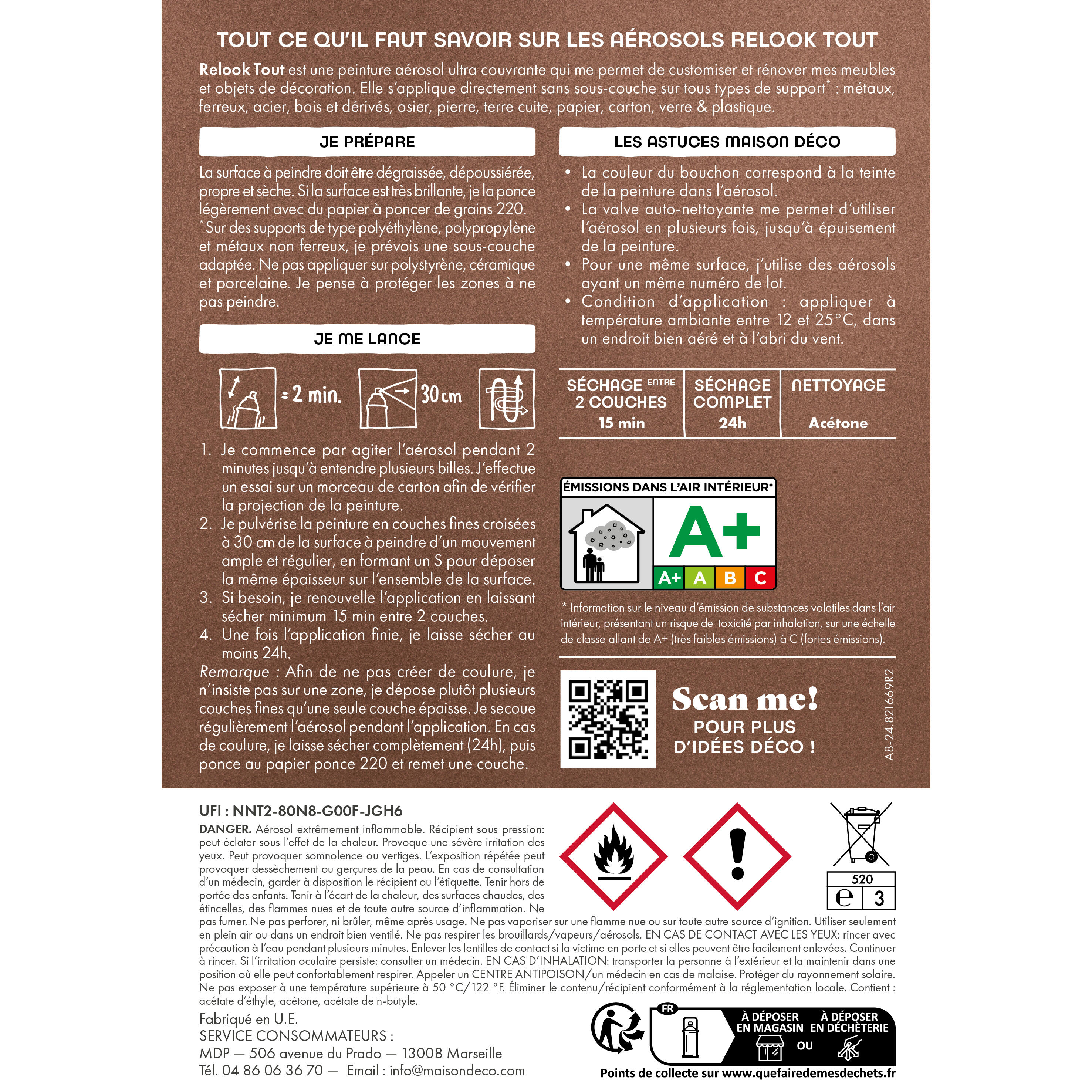 Bombe de peinture Relook tout MAISON DECO rouille pailleté mat 400 ml - 8