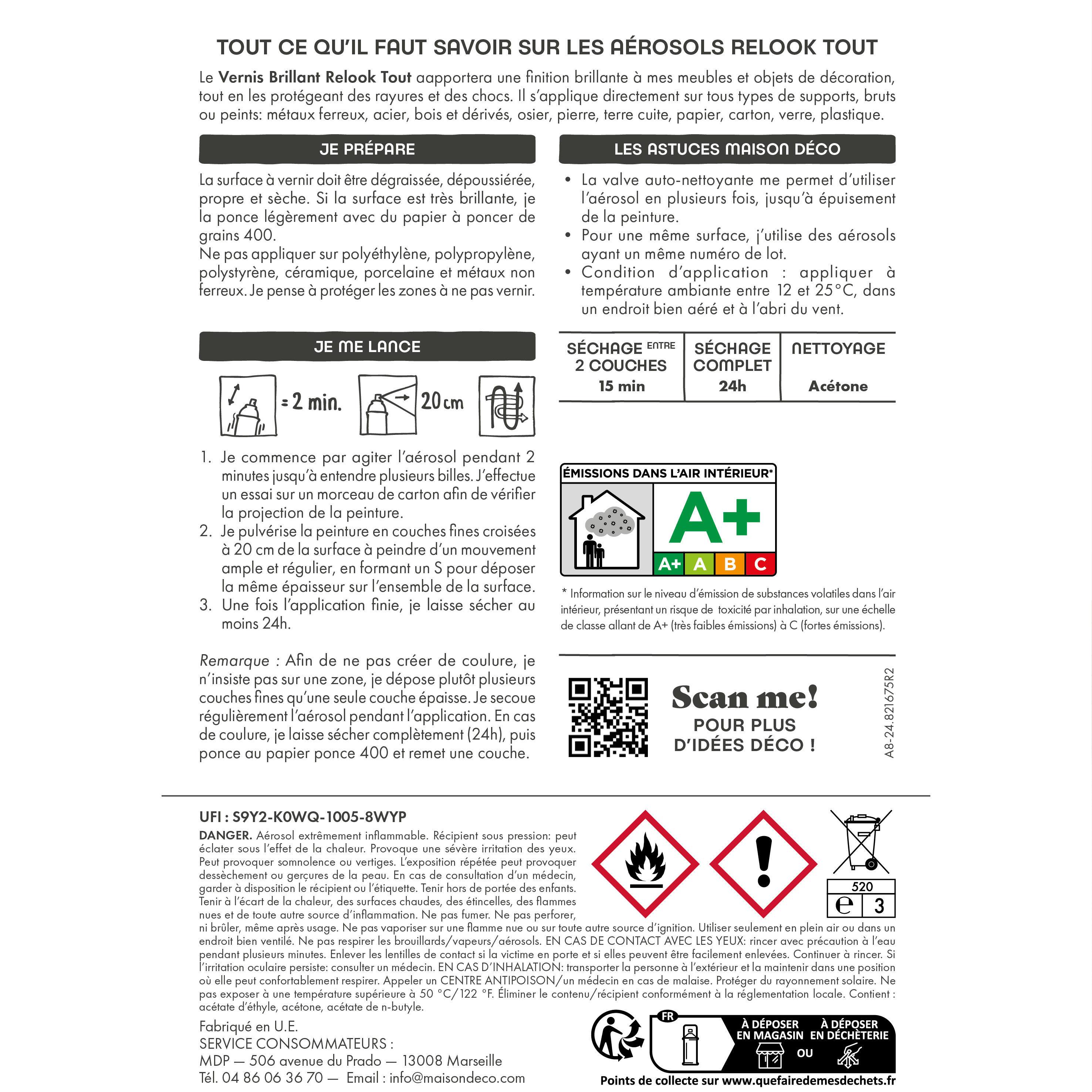 Bombe de vernis Relook tout vernis MAISON DECO incolore brillant - 4