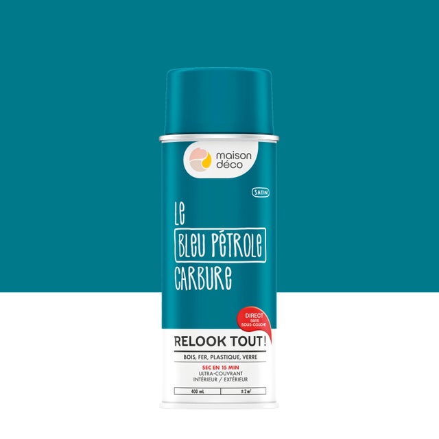 Bombe de peinture Relook tout MAISON DECO bleu pétrole satiné400 ml