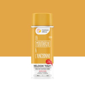 Bombe de peinture Relook tout MAISON DECO moutarde satiné 400 ml Leroy Merlin Les bons plans des petits projets avant l'été