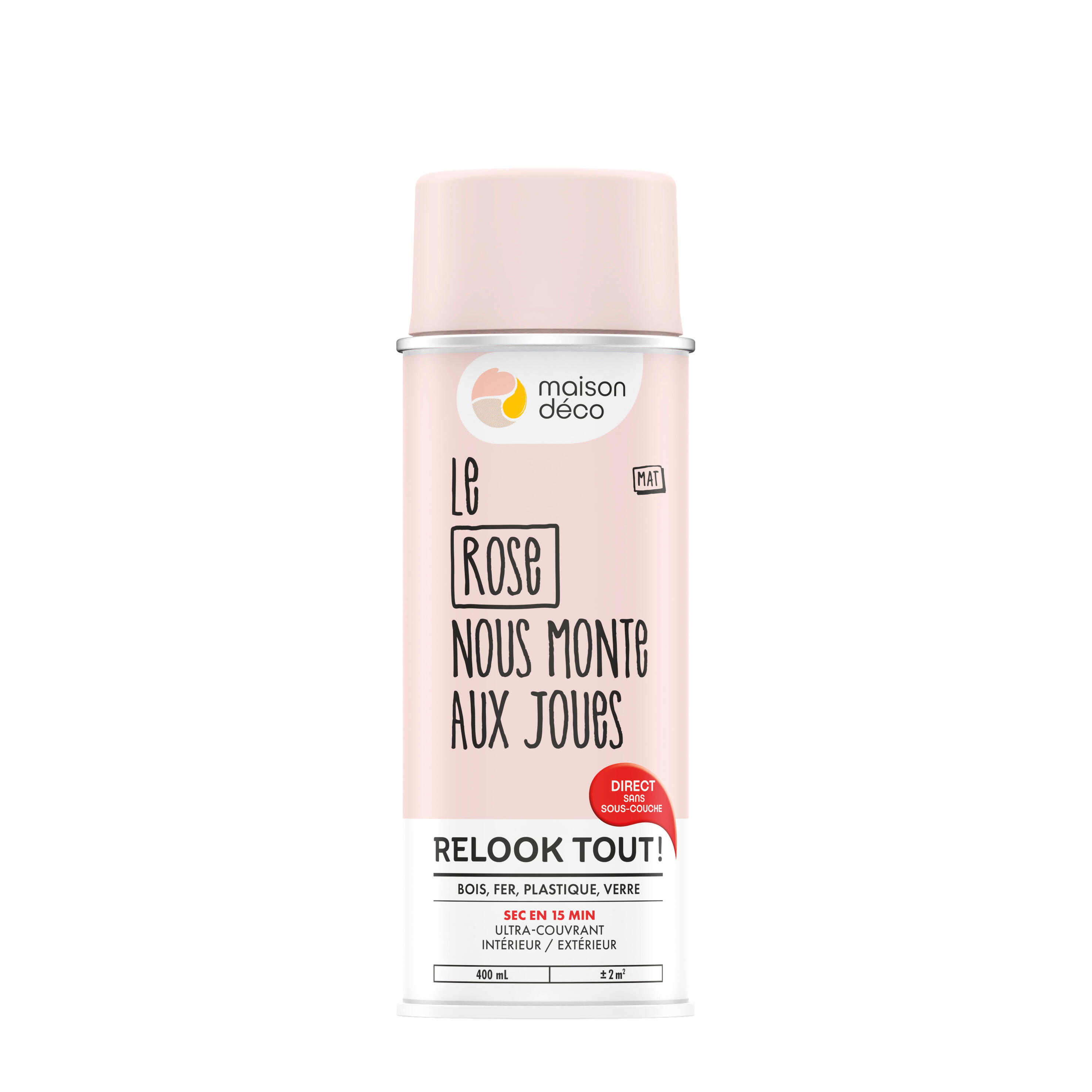 Bombe de peinture Relook tout MAISON DECO rose mat 400 ml - 8