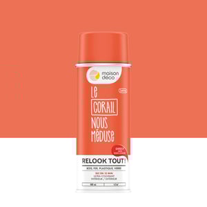 Bombe de peinture Relook tout MAISON DECO corail satiné 400 ml
