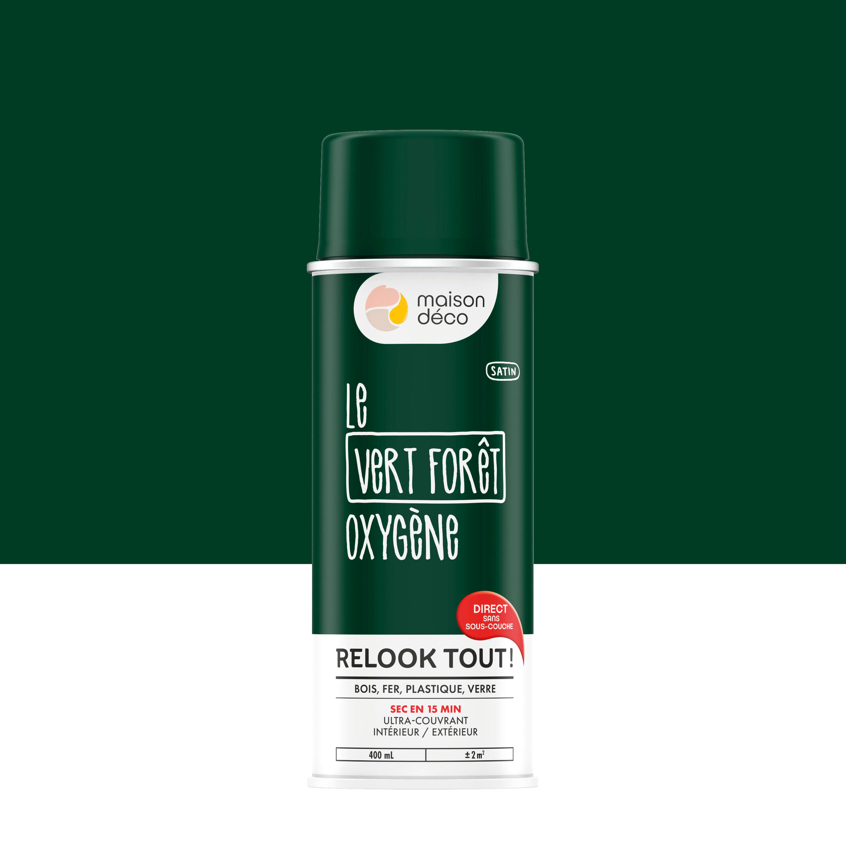 Bombe de peinture Relook tout MAISON DECO vert forêt satiné 400 ml ...