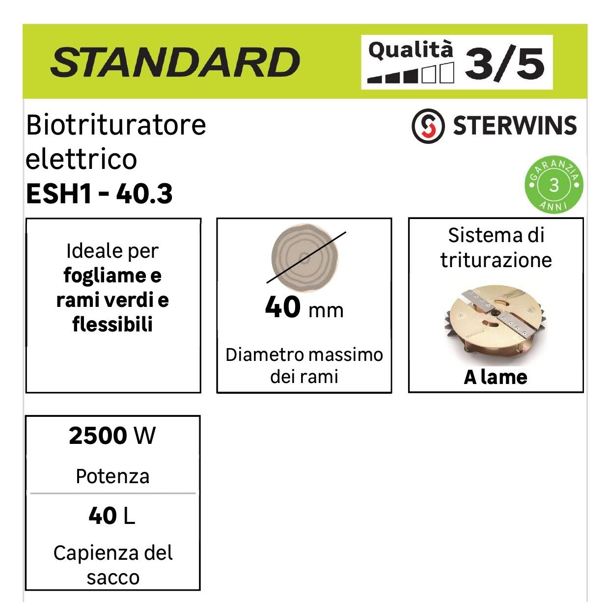 Biotrituratore elettrico STERWINS ESH2 35 l 2500 W - 7