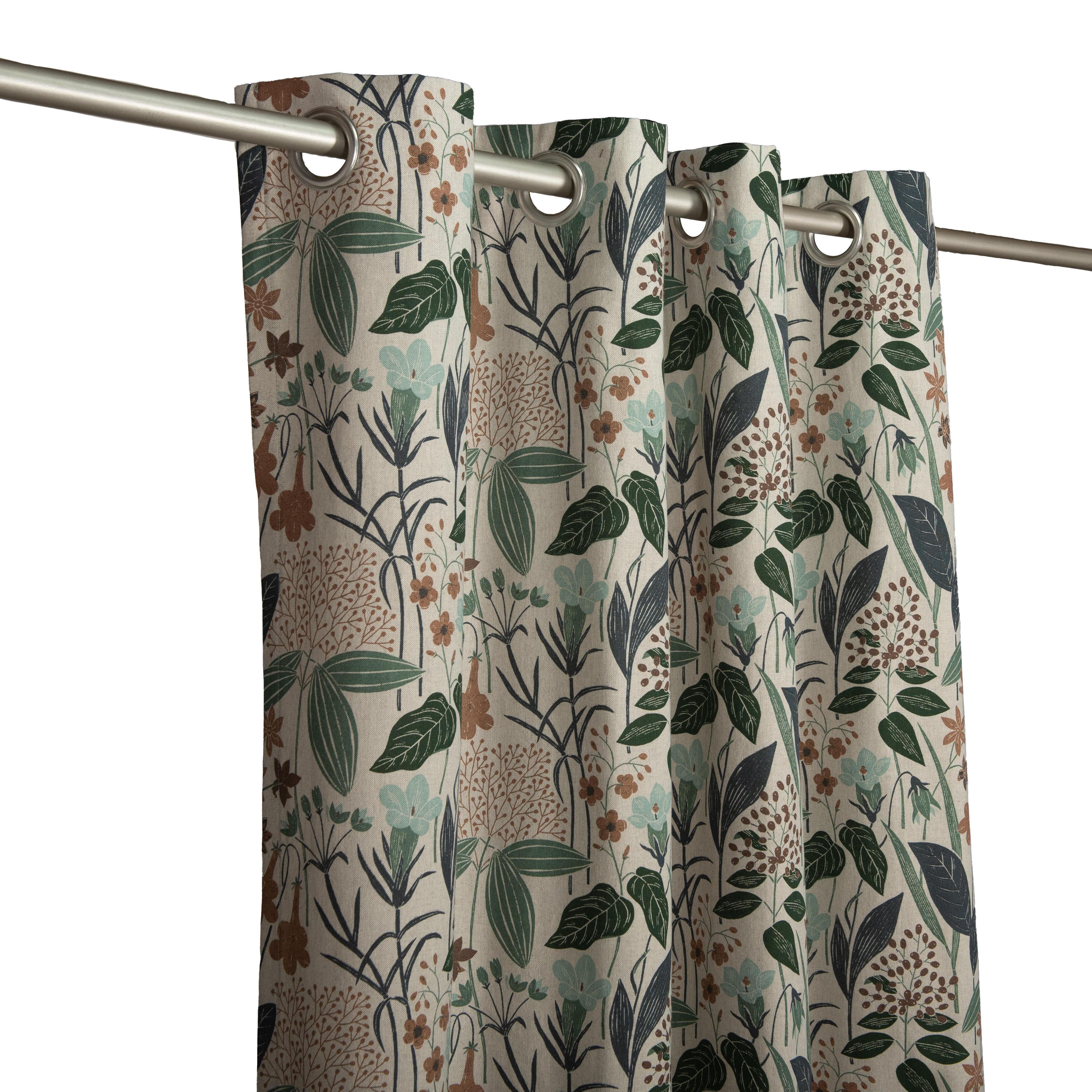 Rideau tamisant, Fleuris coton, vert H.260 x l.140 cm - 4