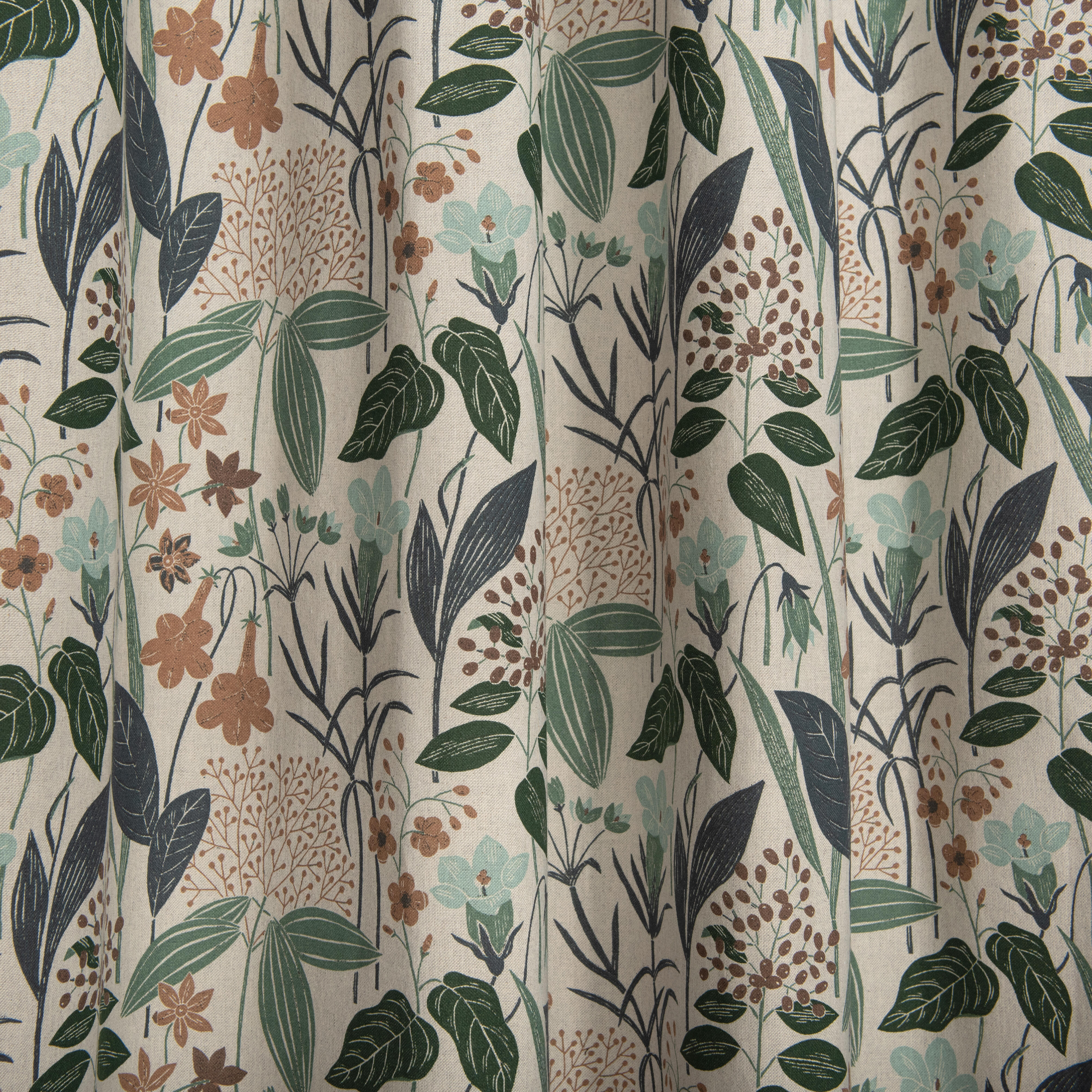 Rideau tamisant, Fleuris coton, vert H.260 x l.140 cm - 2