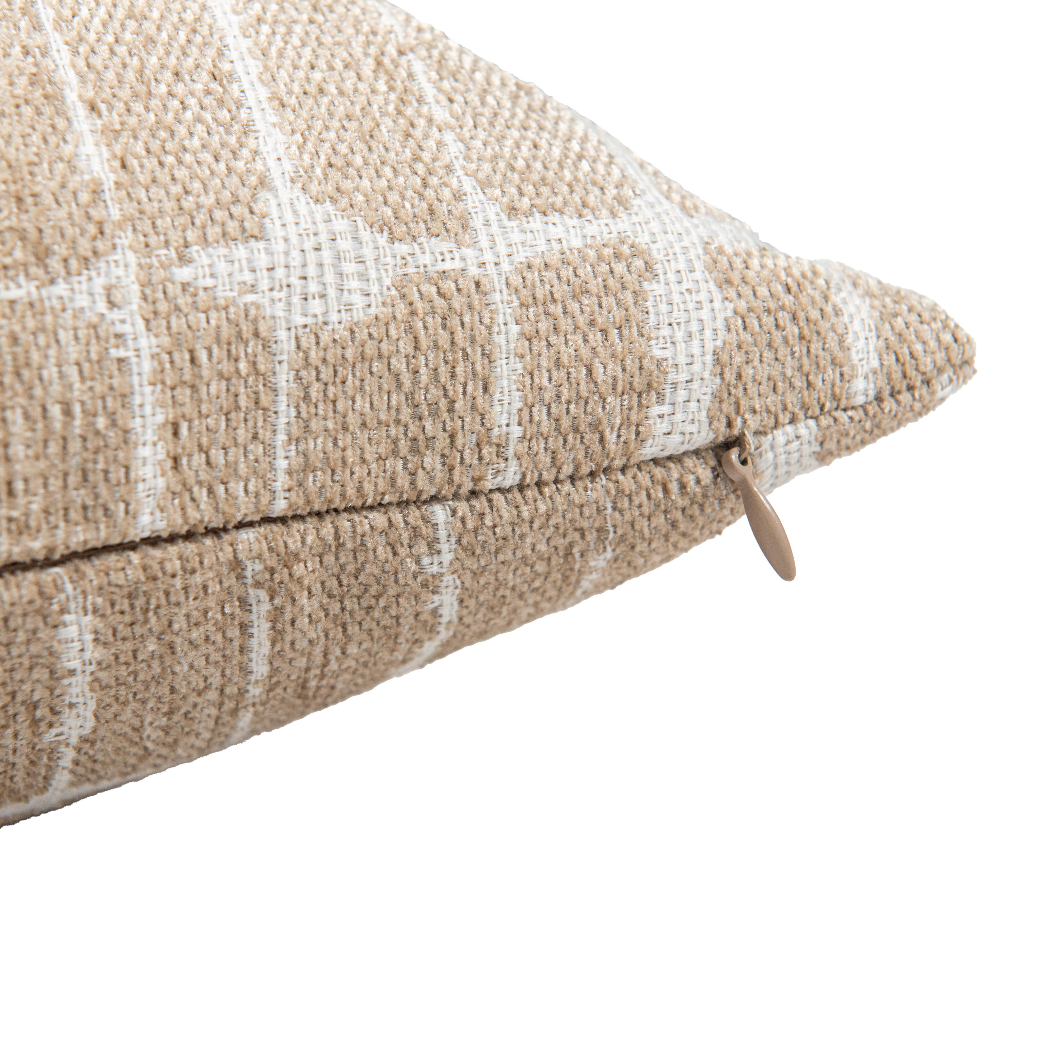 Coussin Chenille geometrique, beige l.45 x L.45 cm - 5