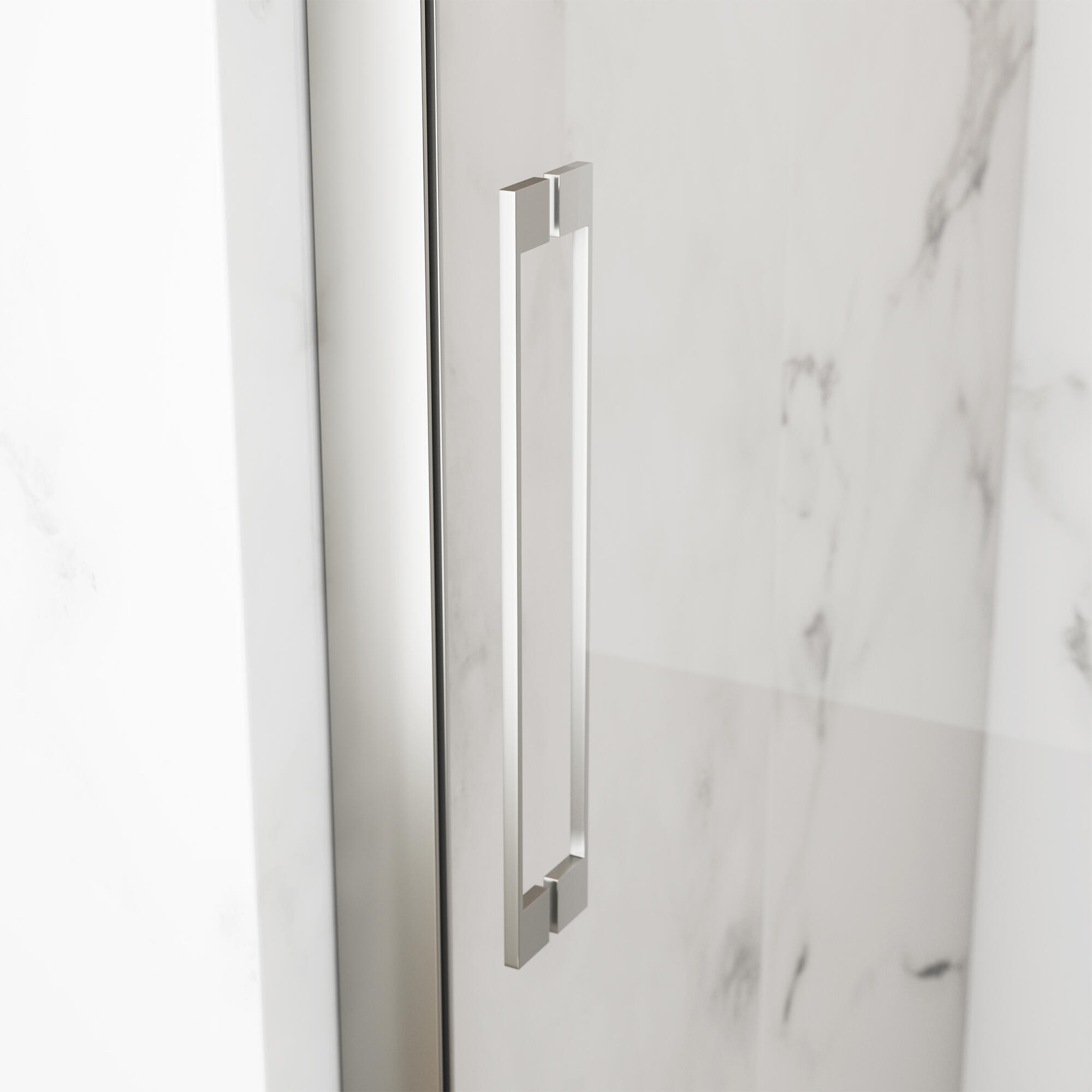 Mampara de ducha frontal 1 fijo + 2 puertas corredera transparente Tress perfil aluminio cromo (96-101)x195 cm cristal 6mm cierre magnético sin guía inferior marca GME - 5