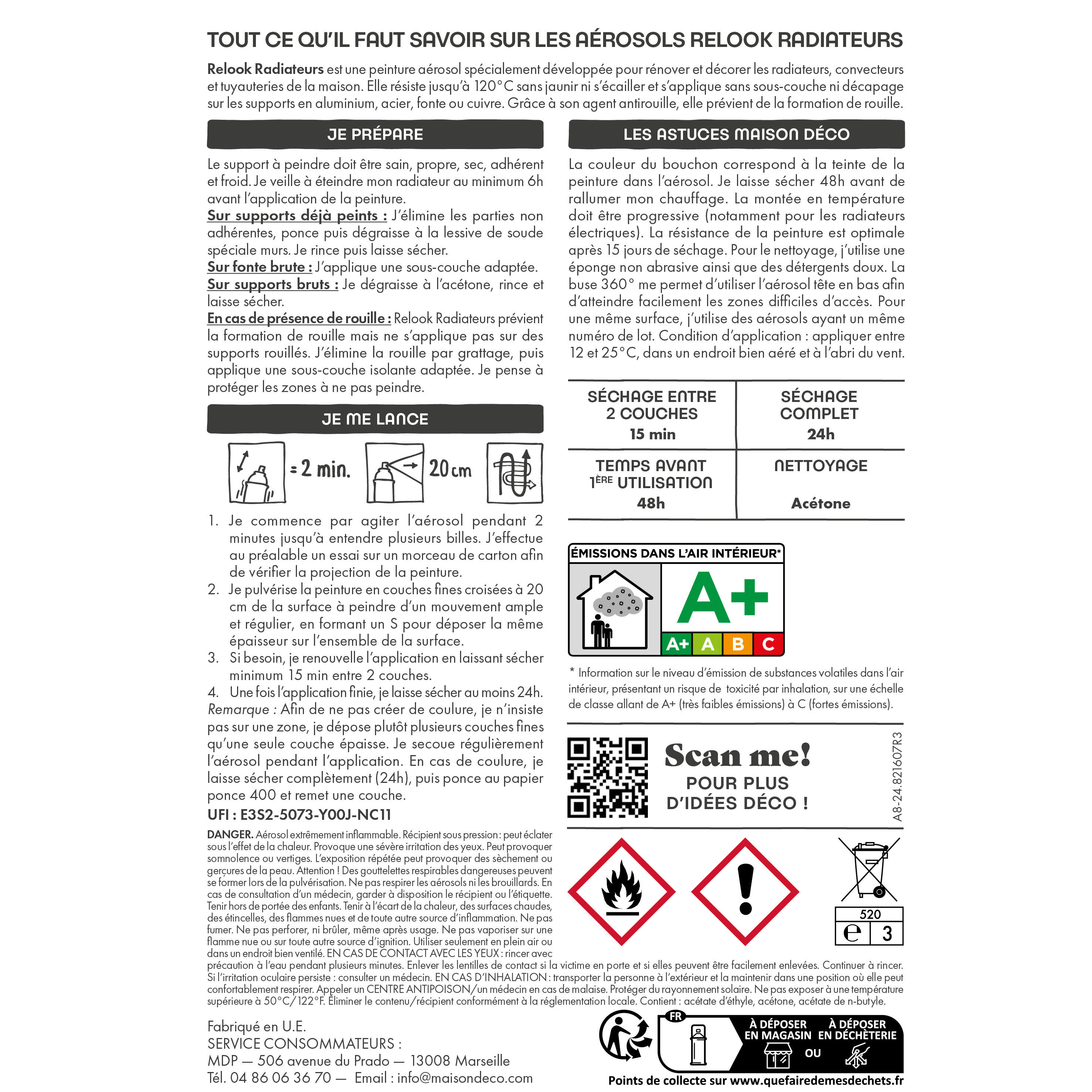Bombe de peinture Relook radiateurs MAISON DECO blanc satiné - 8