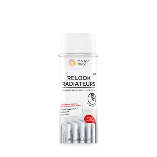 Bombe de peinture Relook radiateurs MAISON DECO blanc mat 400 ml
