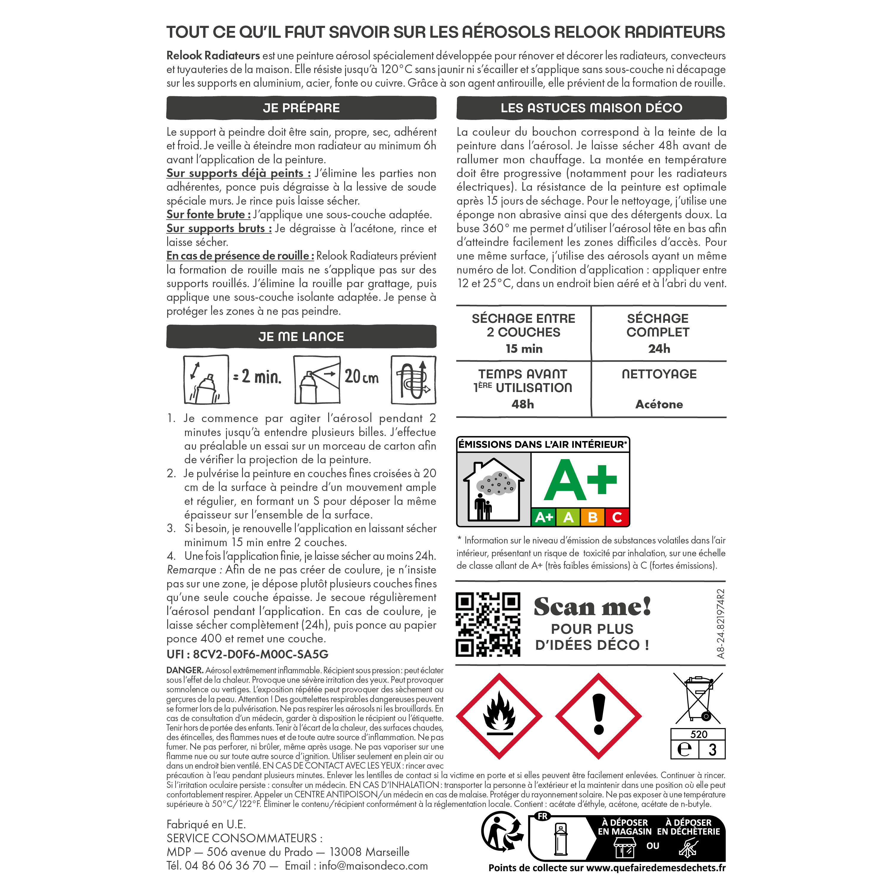 Bombe de peinture Relook radiateurs MAISON DECO blanc mat - 6