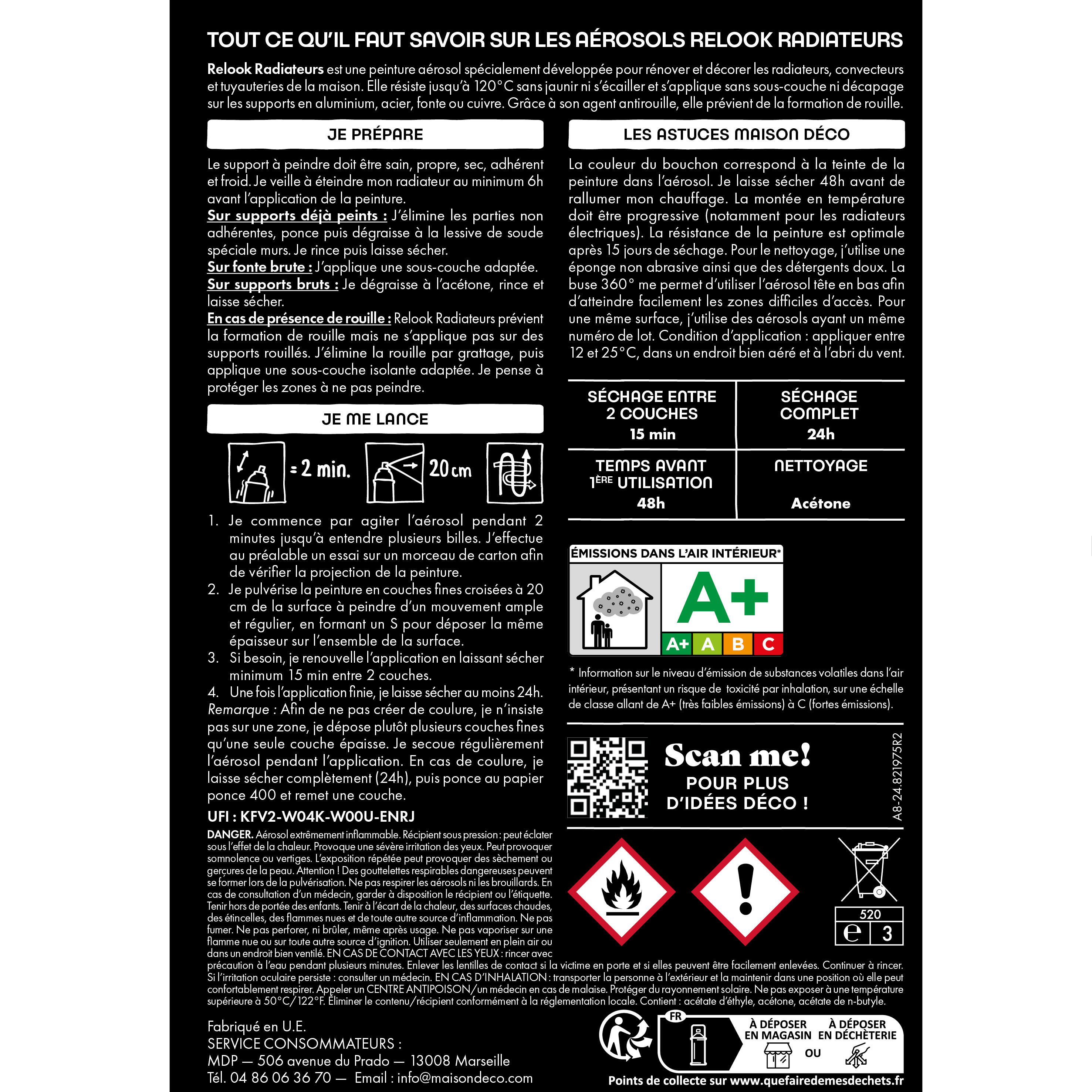 Bombe de peinture Relook radiateurs MAISON DECO noir mat - 8