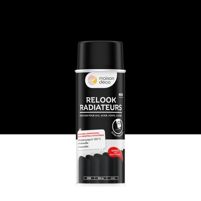 Bombe de peinture Relook radiateurs MAISON DECO noir satiné 400 ml