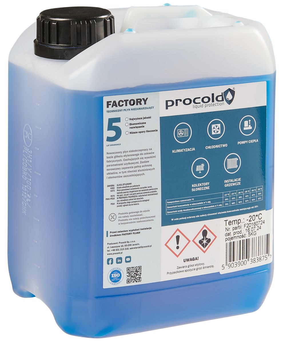 Płyn do instalacji grzewczej FACTORY -20° 5KG 4.78 l PROCOLD
