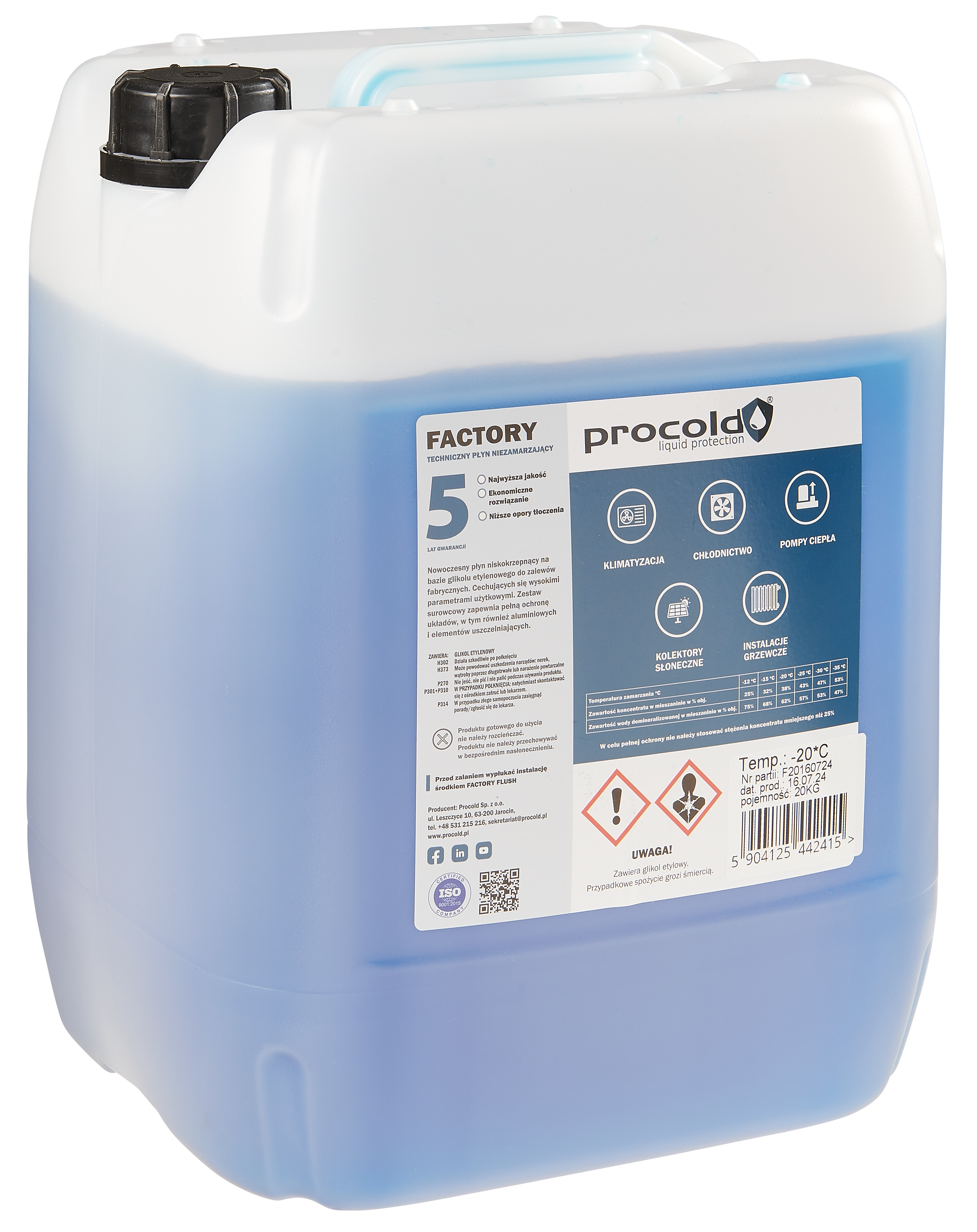 Płyn do instalacji grzewczej FACTORY -20° 20L 19.1 l PROCOLD