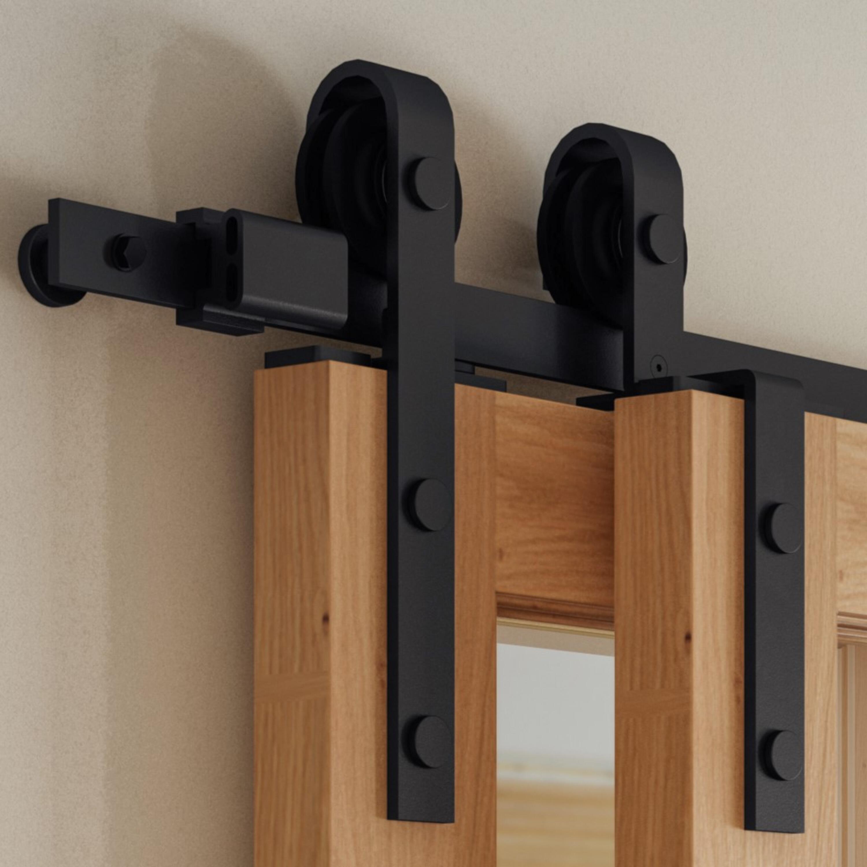 Guía puerta interior corredera acero negro rustic Fizz puerta doble 186cm Artens - 5