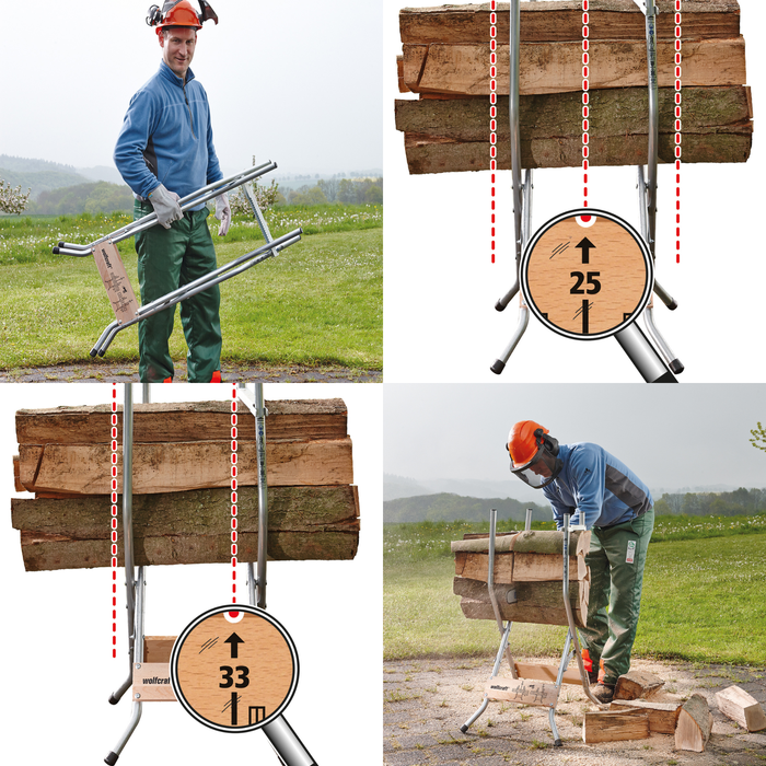 Chevalet 2 bras WOLFCRAFT Spécial tronçonneuse petit modèle
