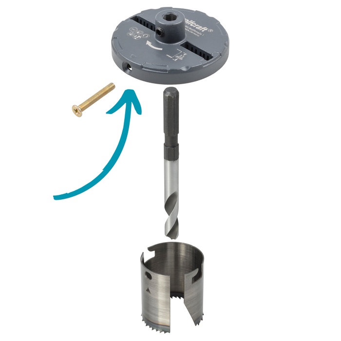 Scie cloche multi-lames bois/plastique/plâtre wolfcraft diam.28,35,50,68,74mm