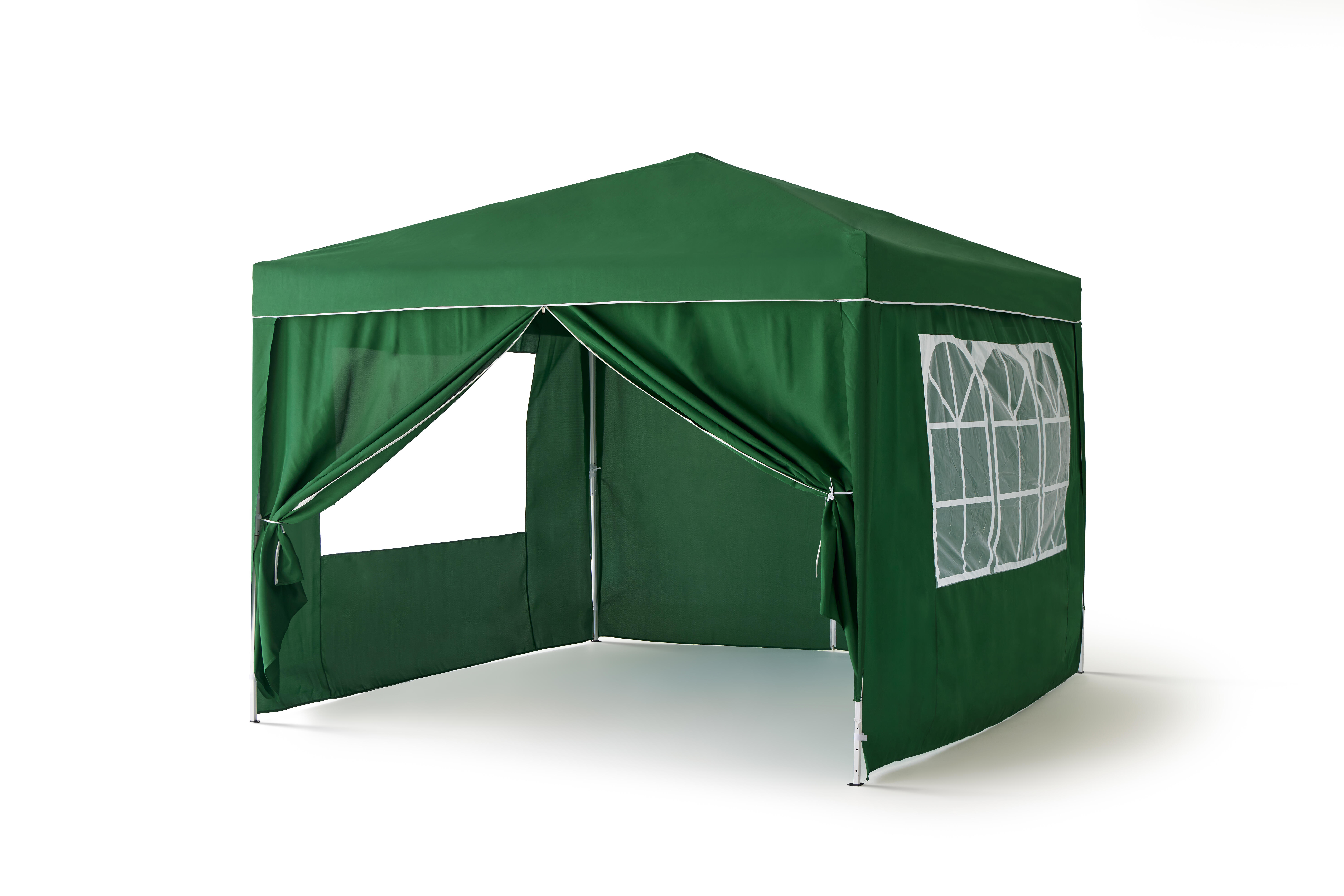 Carpa plegable Deluxe de acero con laterales 3x3m verde - 2