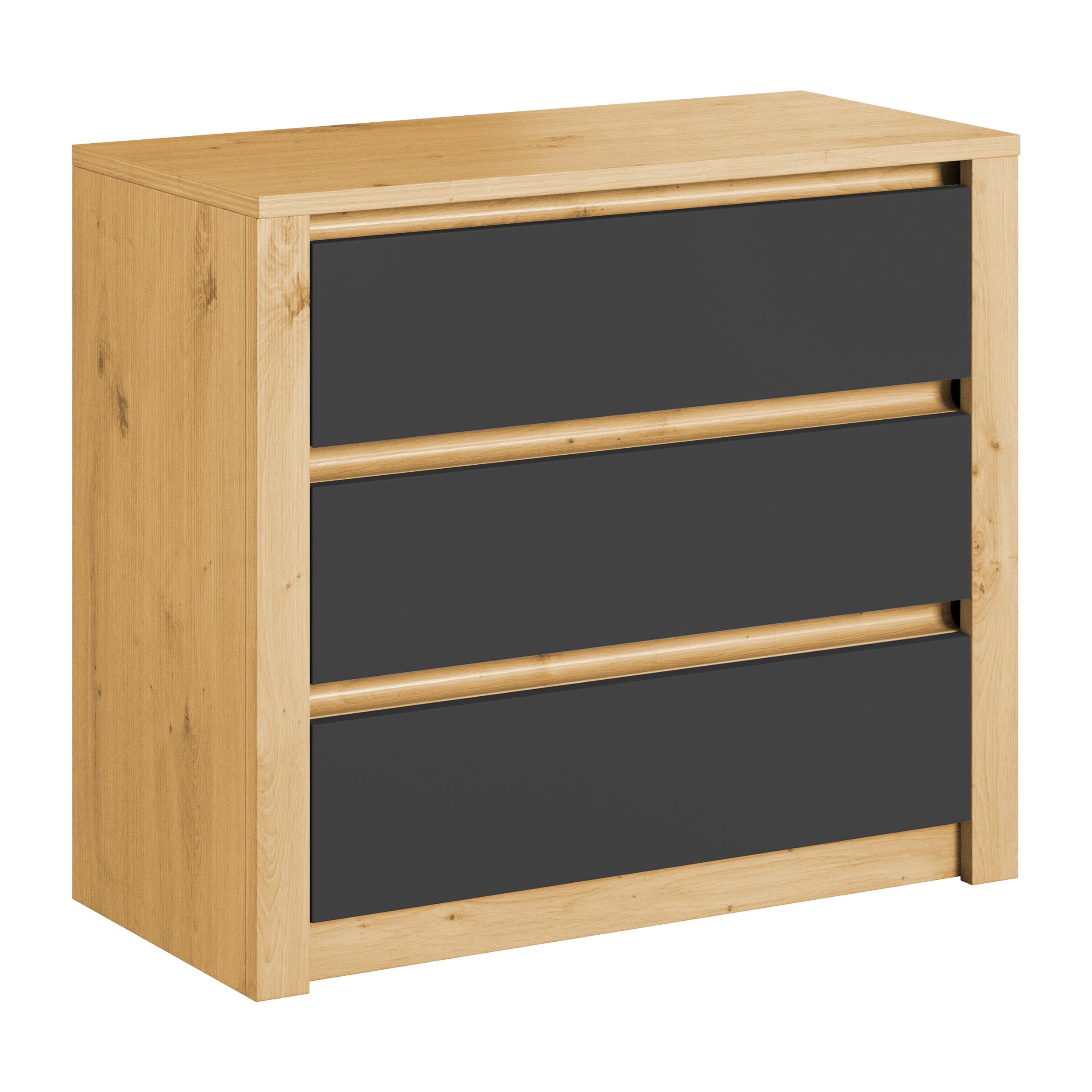 Komoda z trzema szufladami Vinto dąb artisan/szary