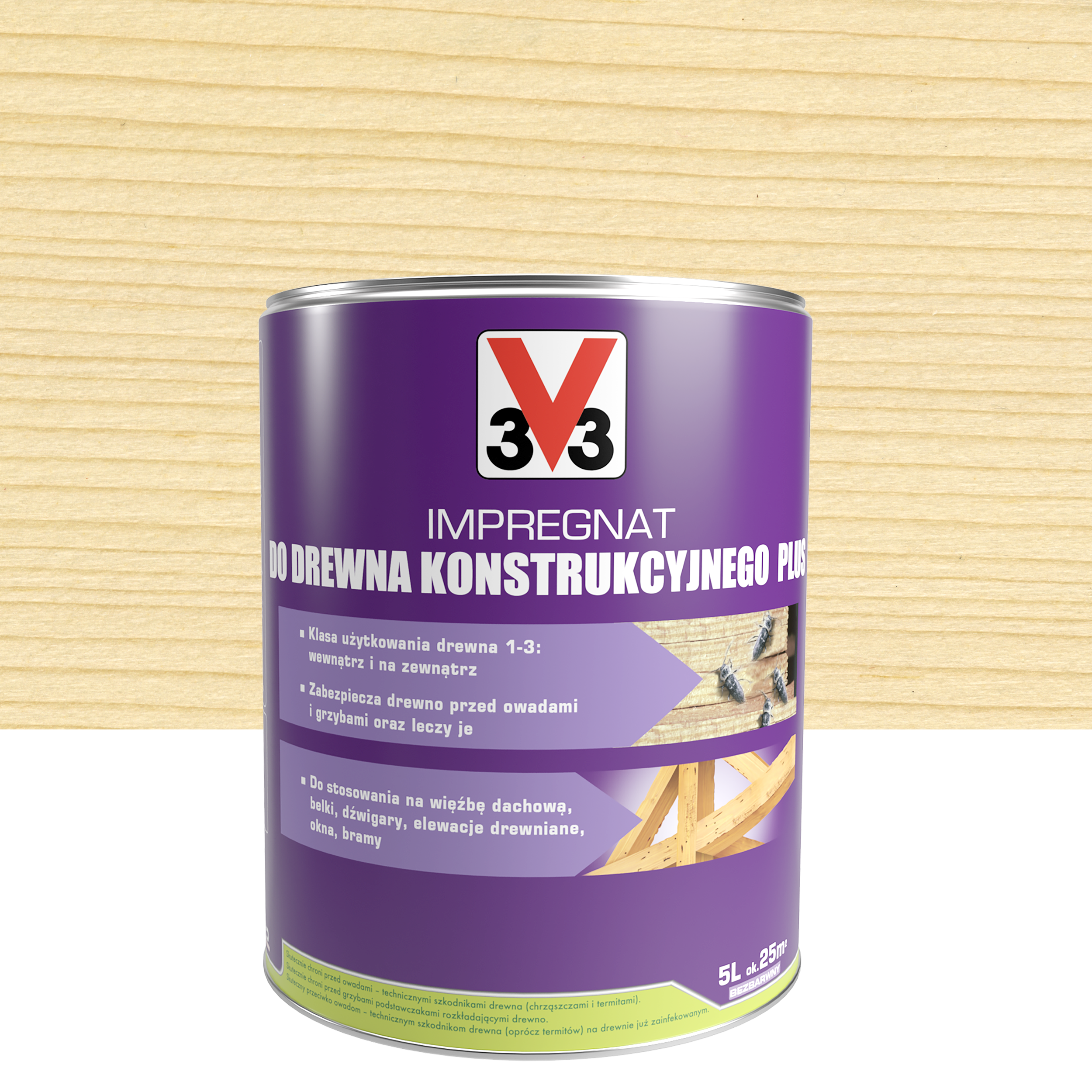Impregnat do drewna KONSTRUKCYJNEGO 5 l Bezbarwny V33
