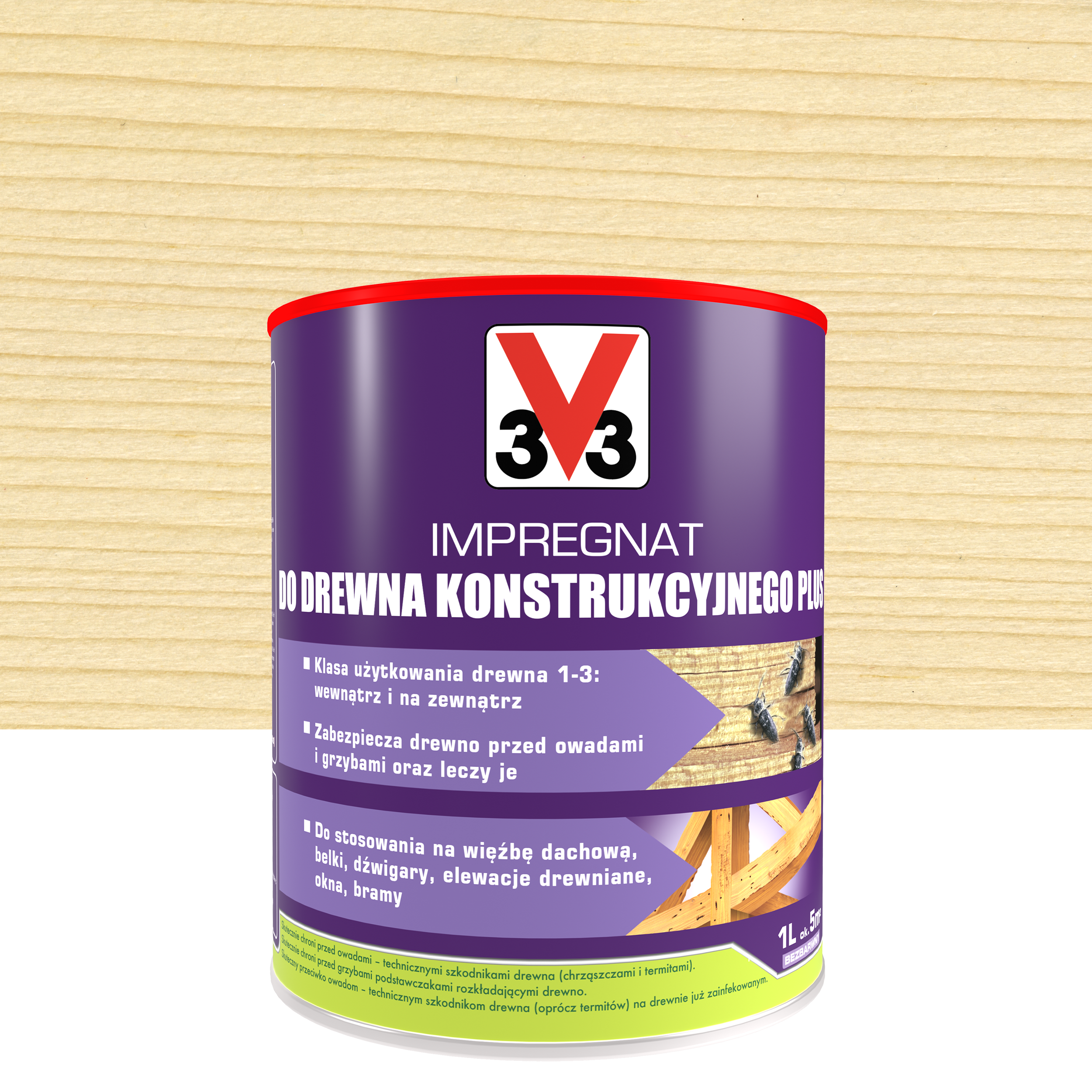 Impregnat do drewna KONSTRUKCYJNEGO 1 l Bezbarwny V33