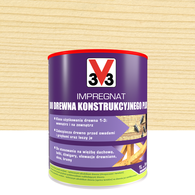 Impregnat do drewna KONSTRUKCYJNEGO 1 l Bezbarwny V33