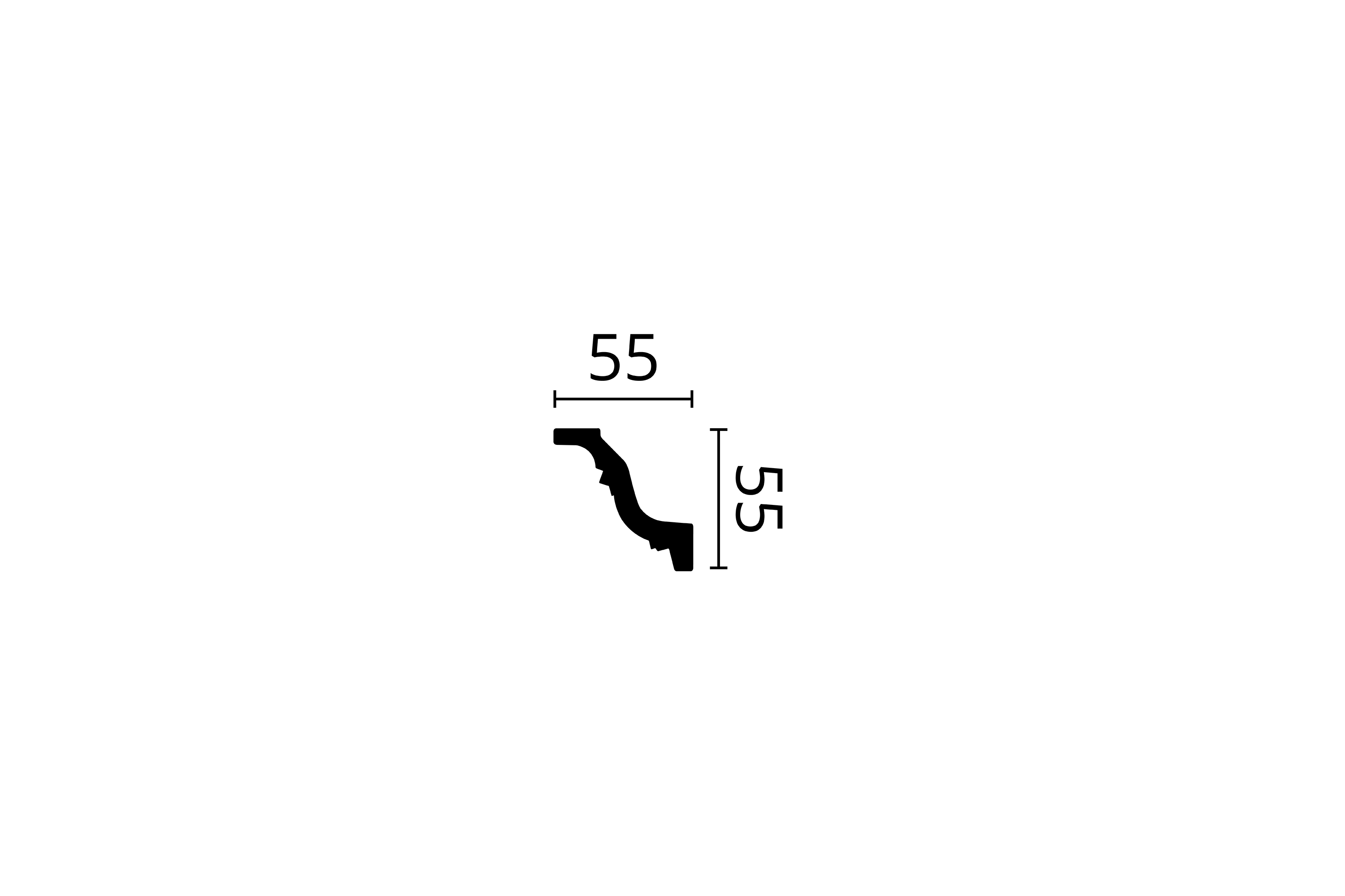 Moulure en polyuréthane F3, 55 x 55 mm, 2 m - 3