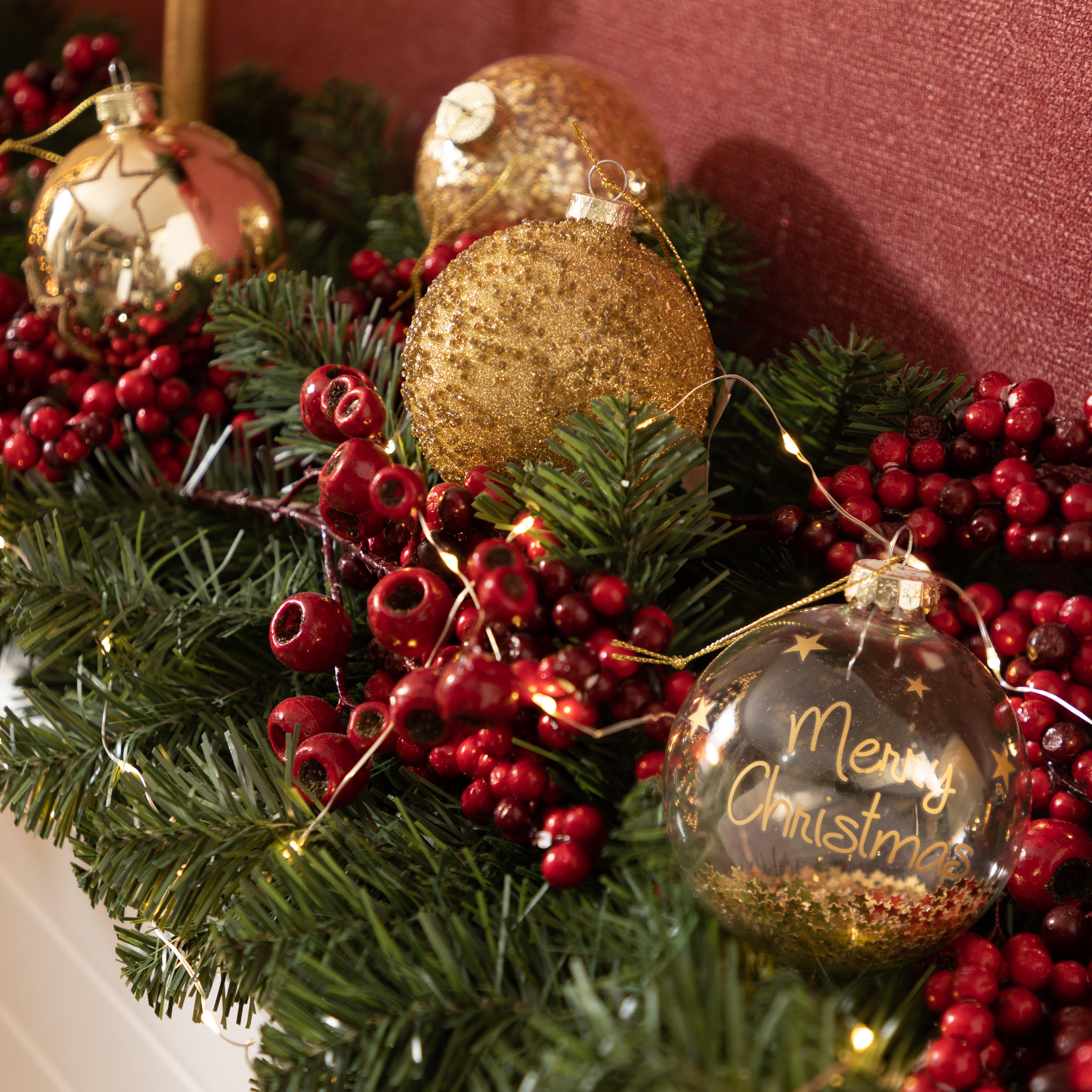 Bola navidad para interior de cristal amarillo / dorado de 8 cm - 2