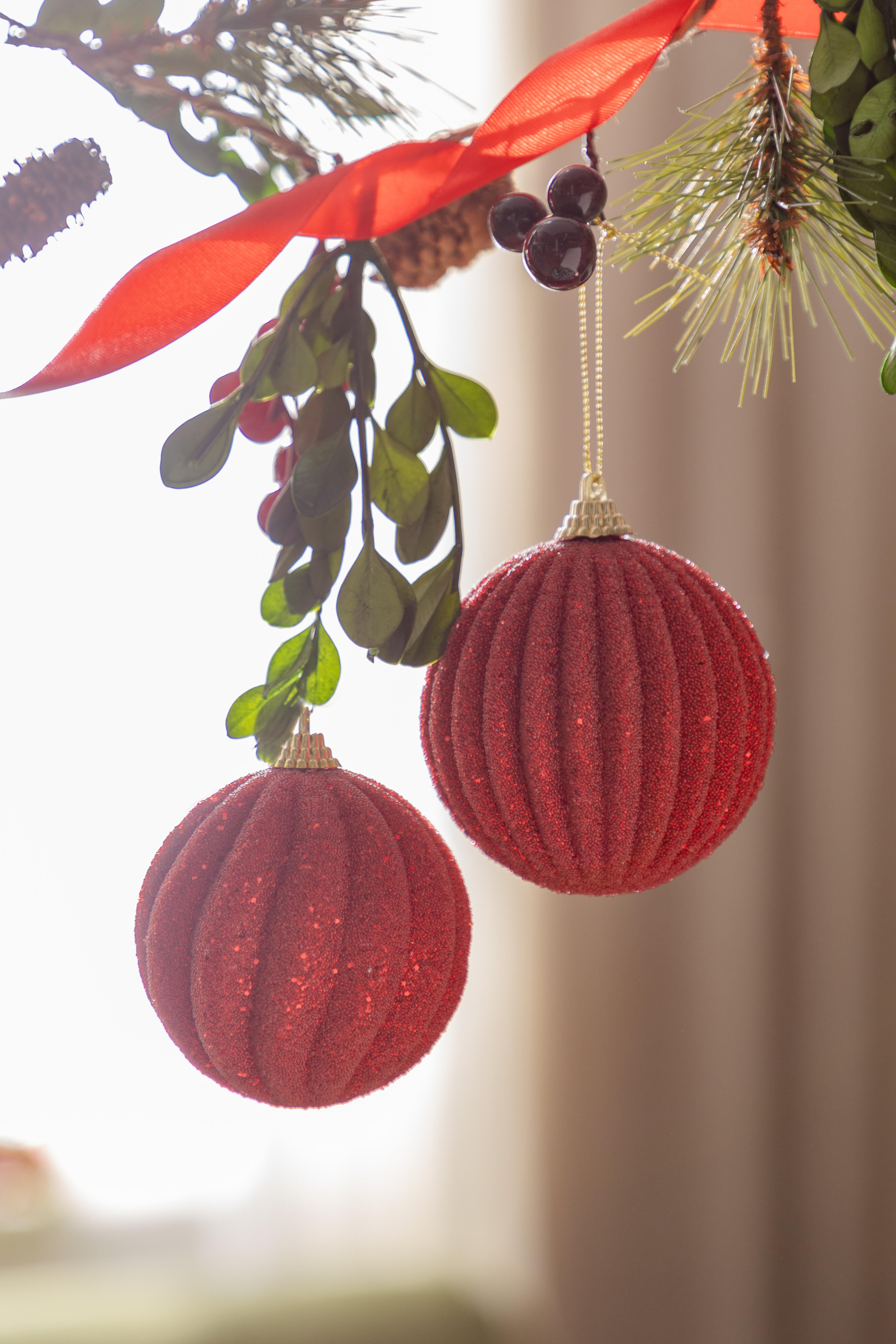 Bola de navidad rojo brillos mix 8 cm de ø - 3