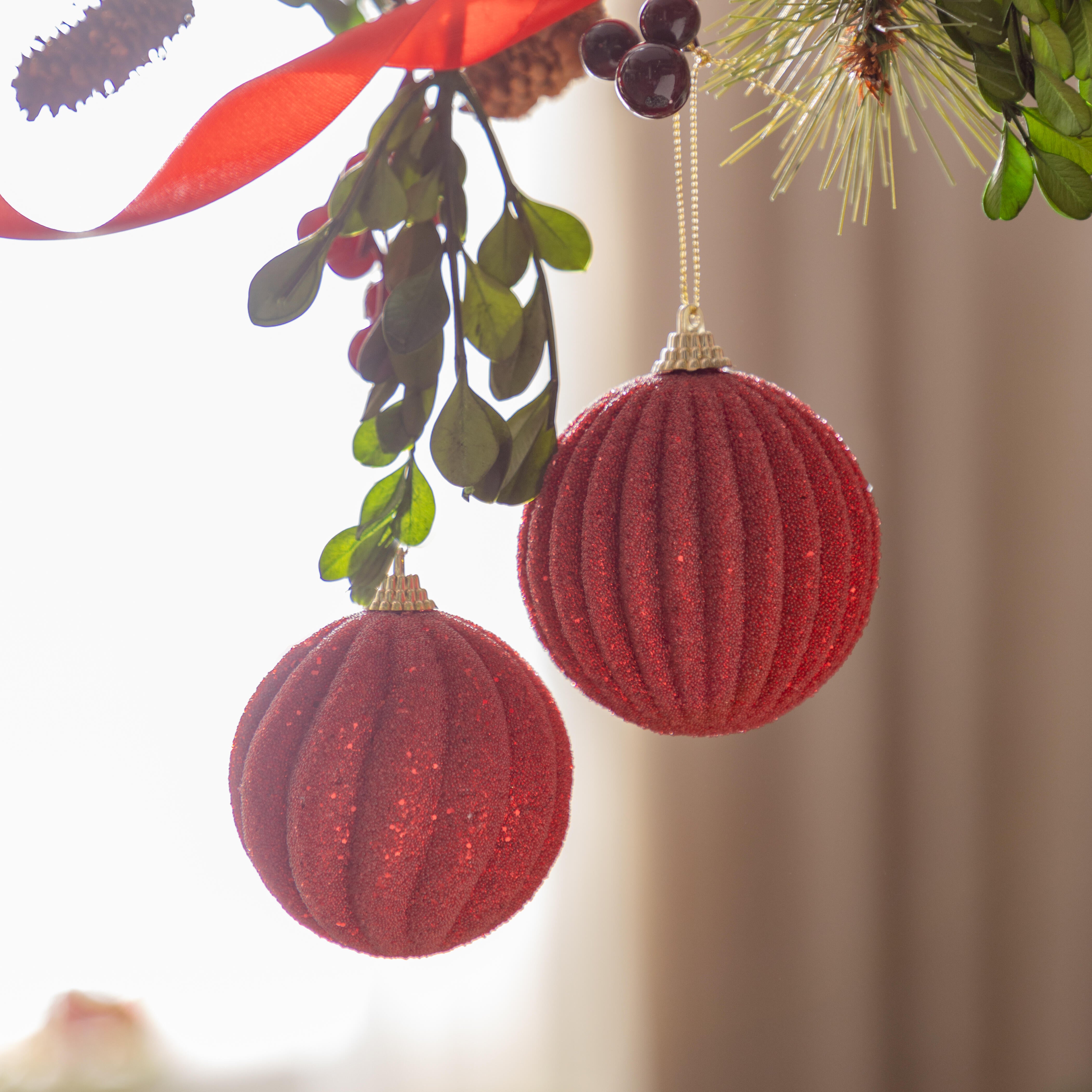 Bola de navidad rojo brillos mix 8 cm de ø - 2