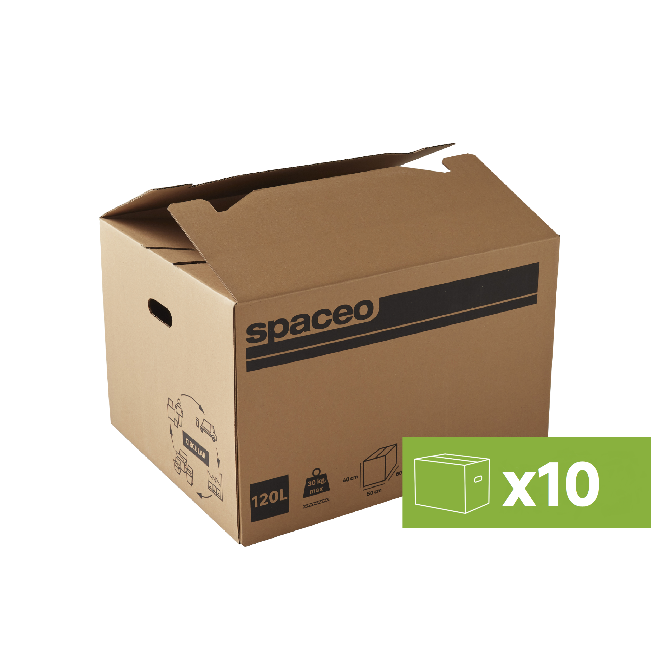 Pack 10 Caja de mudanza de 120 L, 41x60x49 cm (Altx Anch xPr) y carga ...