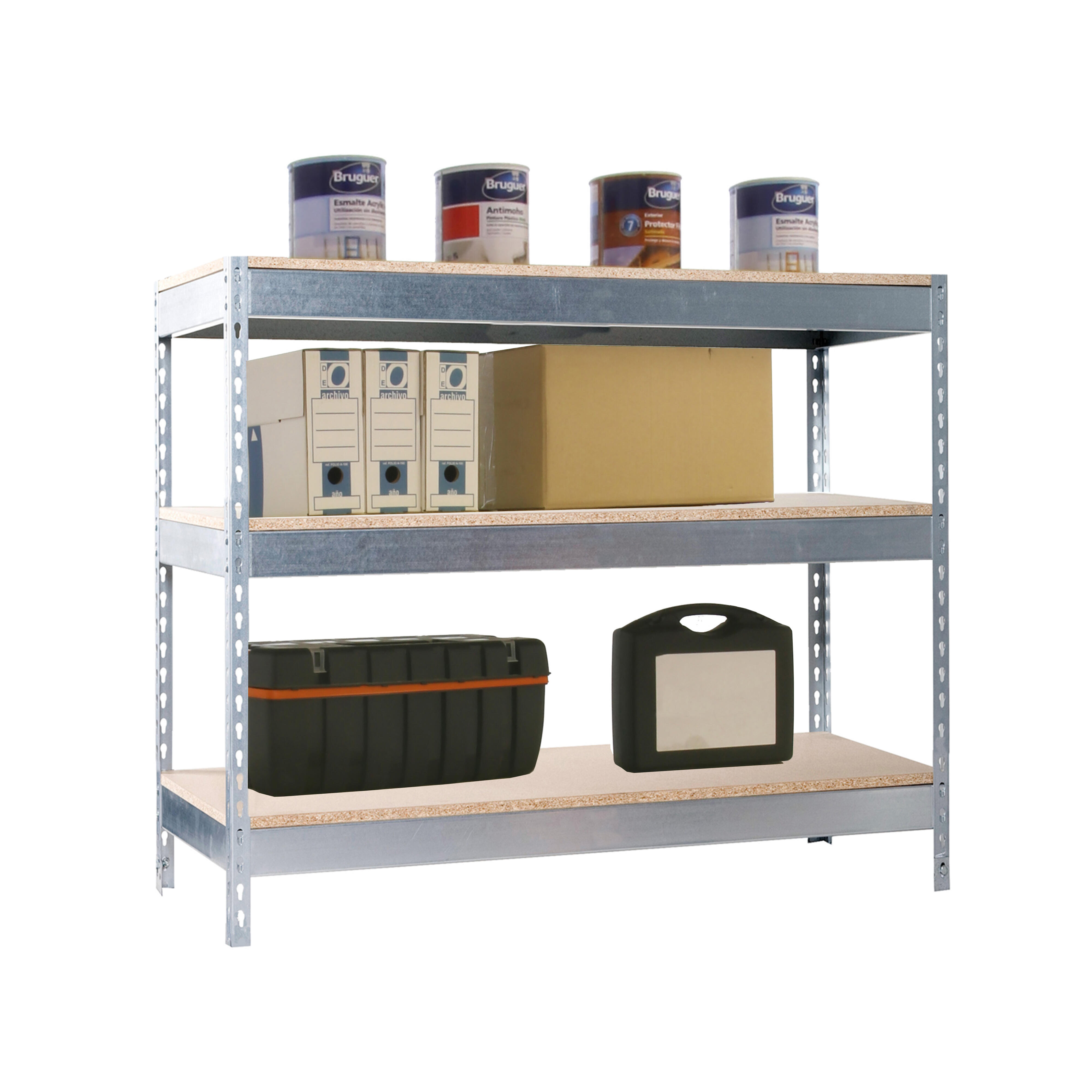 Mesa de trabajo 90x210x75 cm 3 estantes 400kg/balda