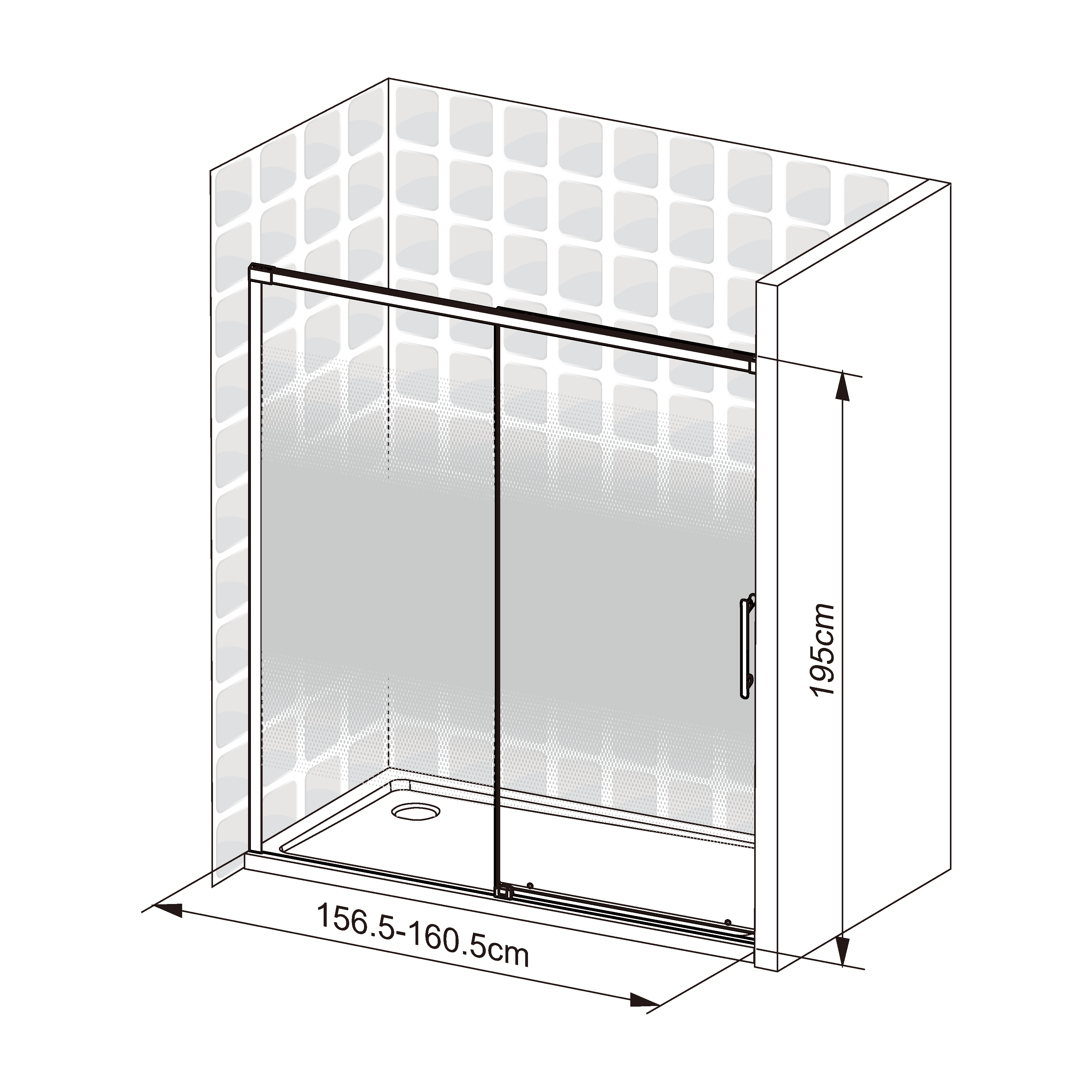 Porta de duche correr 1 porta 1 fixa 160 x 195 cm serigrafado cromado Sensea Remix - 8