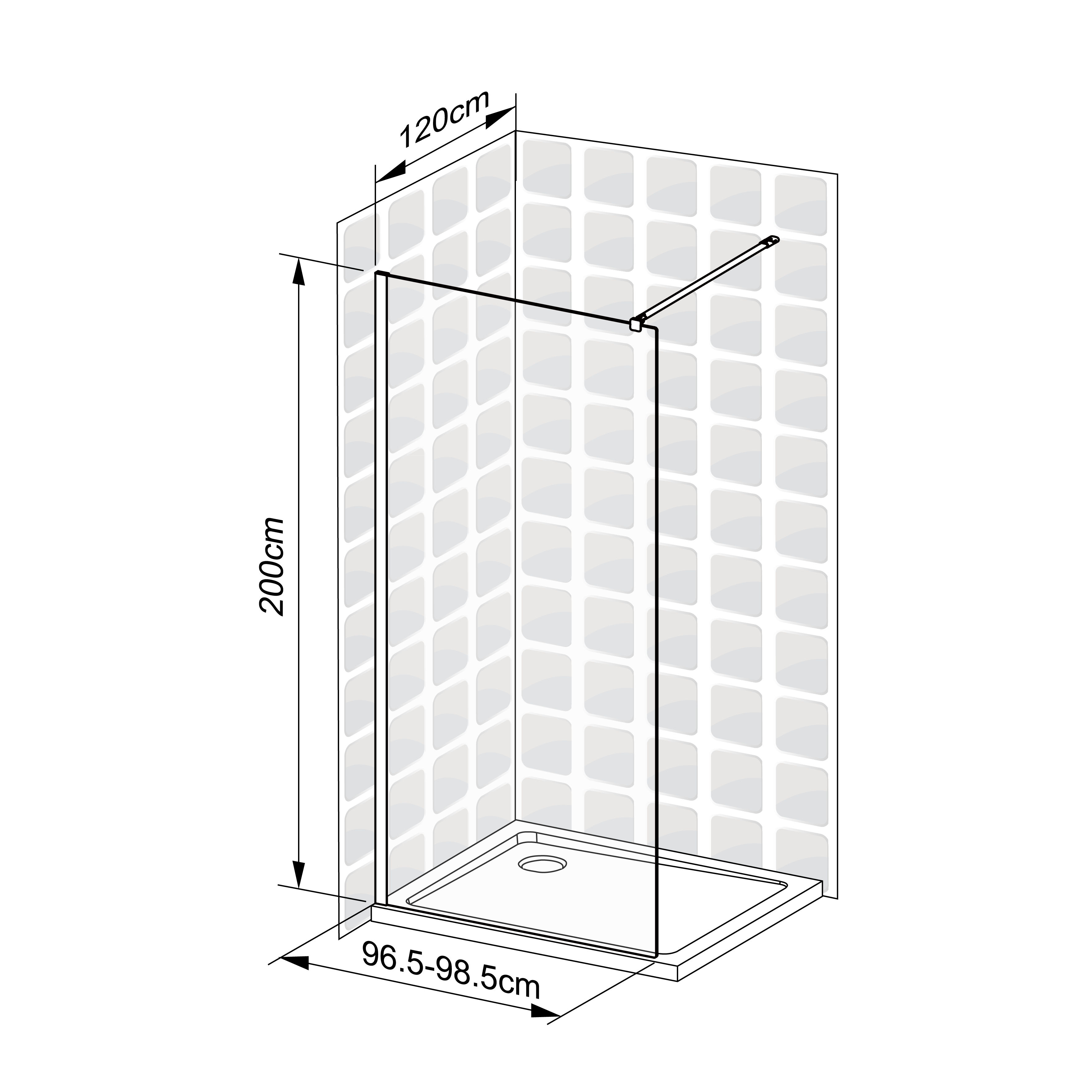Kabina Walk-in Remix 100 x 200 cm złota Sensea - 5