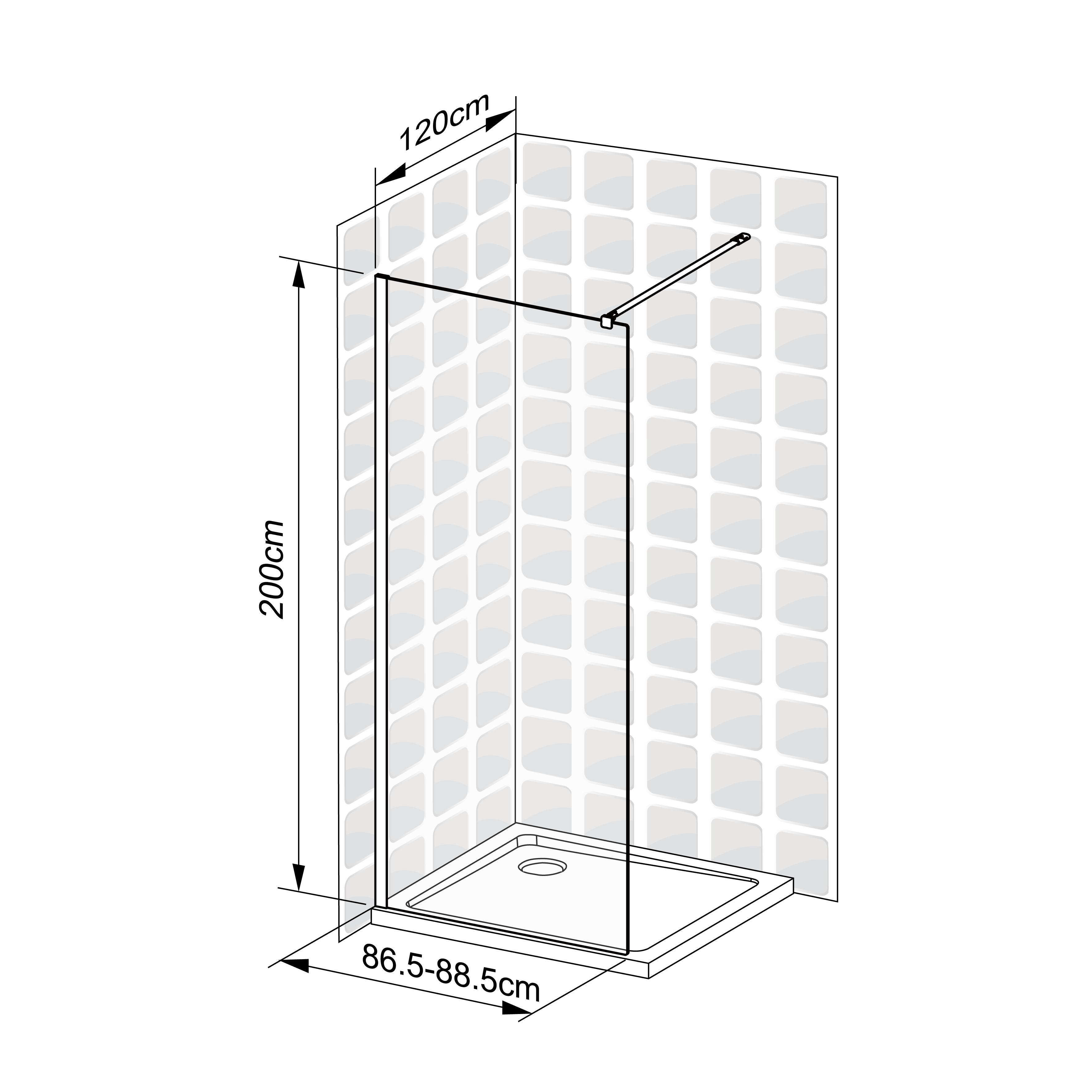 Mampara de ducha walk-in  Remix2 perfil cromo (86.5-88.5)x200 cm 8mm - 2