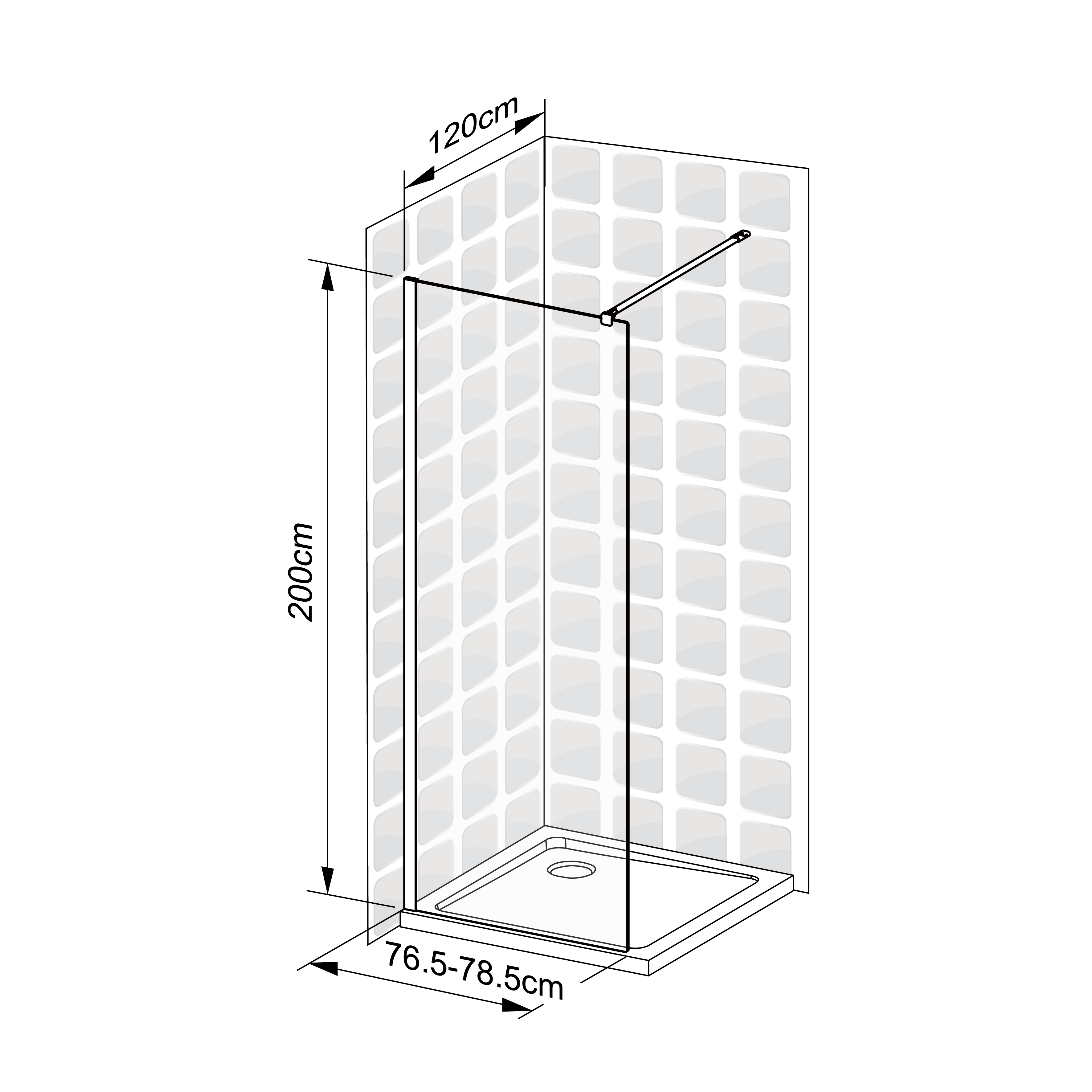 Mampara de ducha walk-in  Remix2 perfil cromo (76.5-78.5)x200 cm 8mm - 2