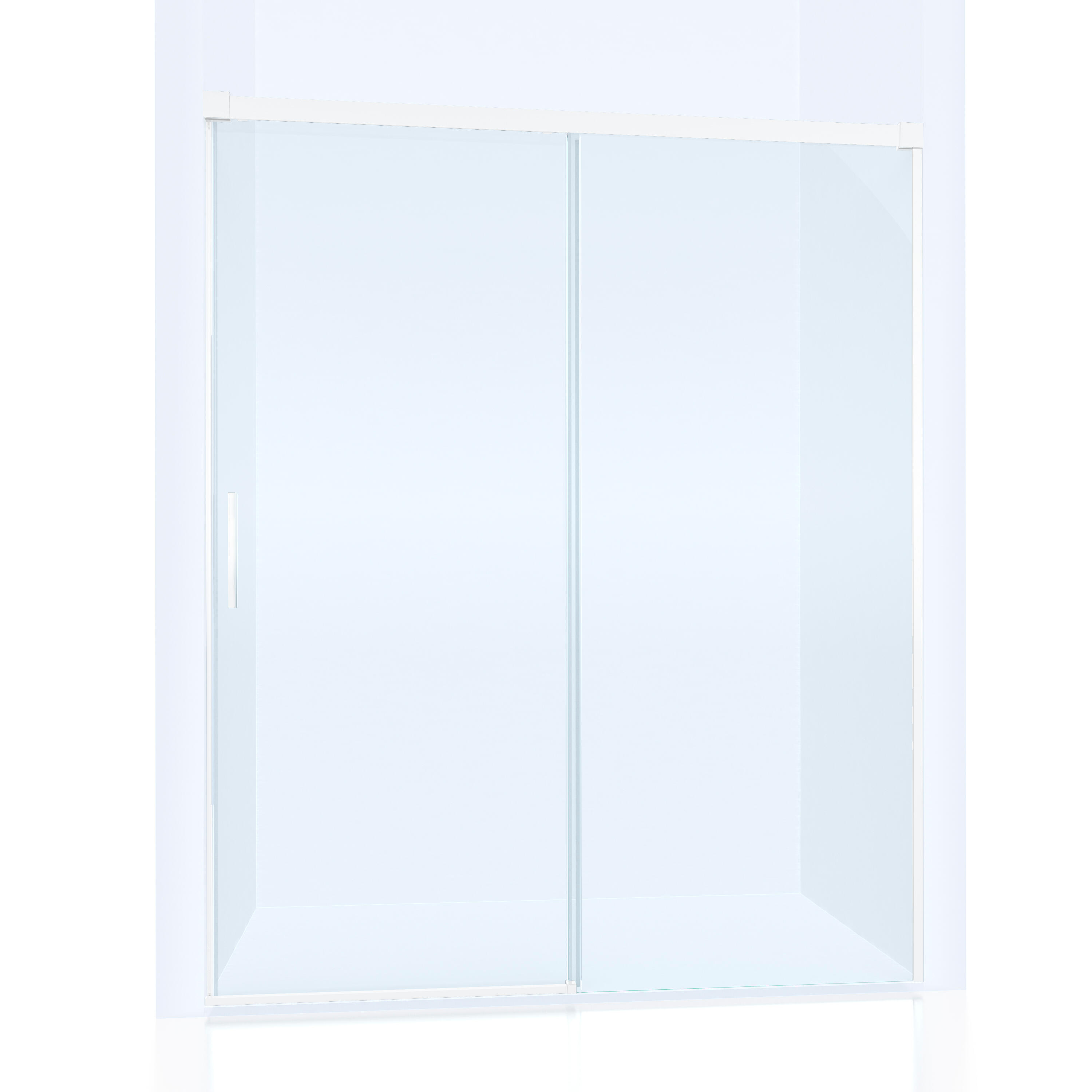 Mampara de ducha frontal 1 fijo + 1 puerta corredera transparente Vitria perfil aluminio blanco (95-100)x199.2 cm cierre de sobreponer marca Glassinox - 8