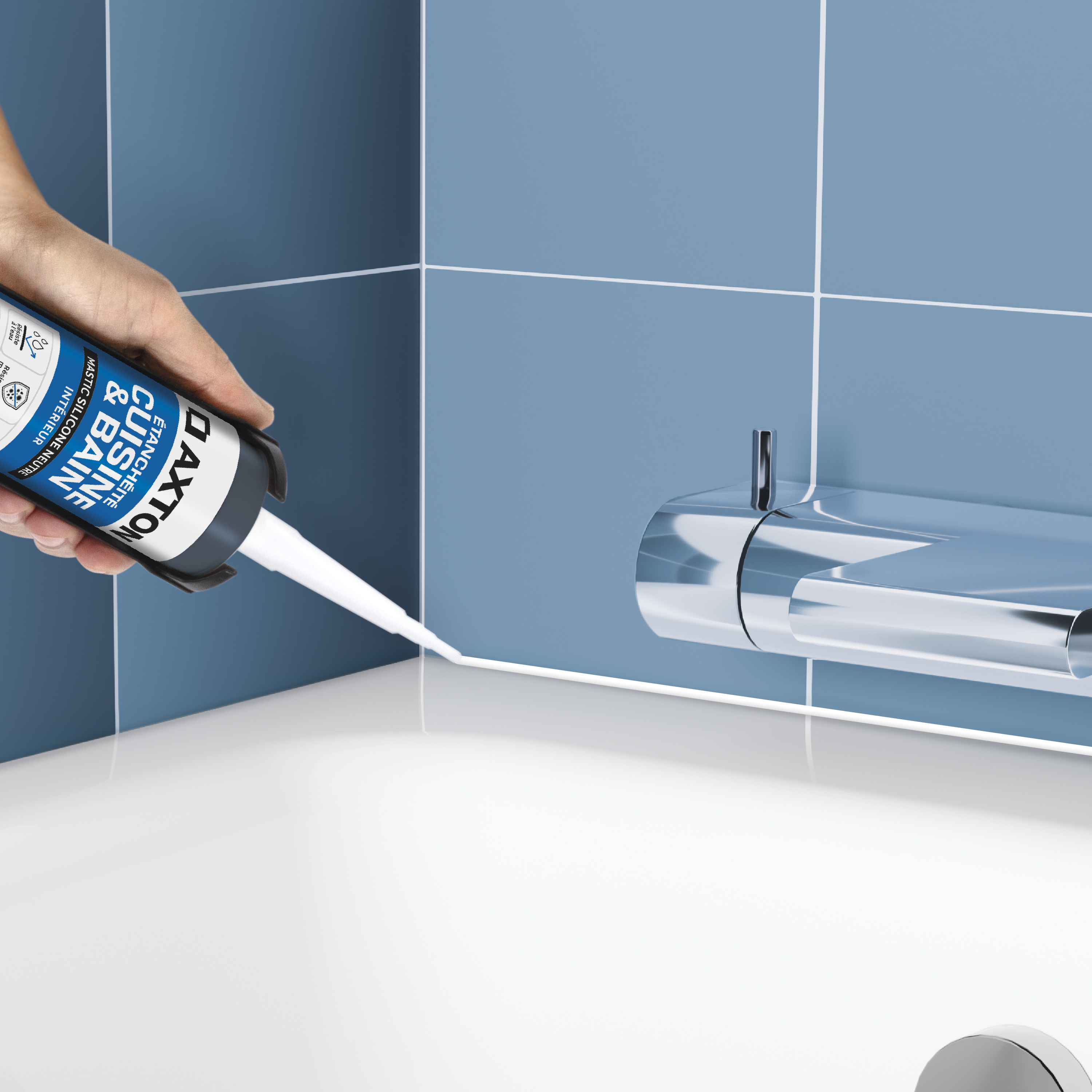 Mastic silicone neutre AXTON, blanc, 280 ml - 2