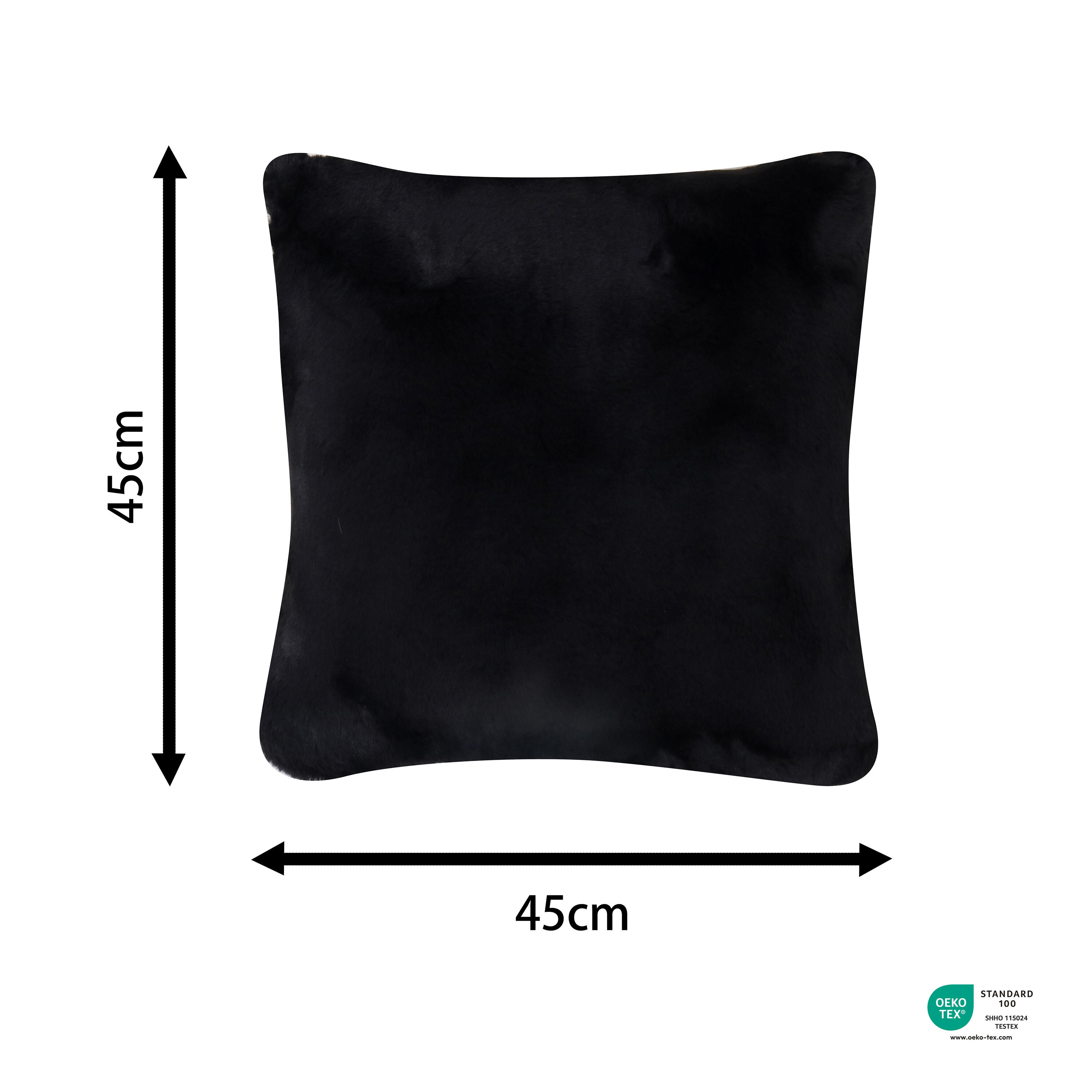 Coussin Swanny, imitation fourrure, noir l.45 x H.45 cm INSPIRE - 2