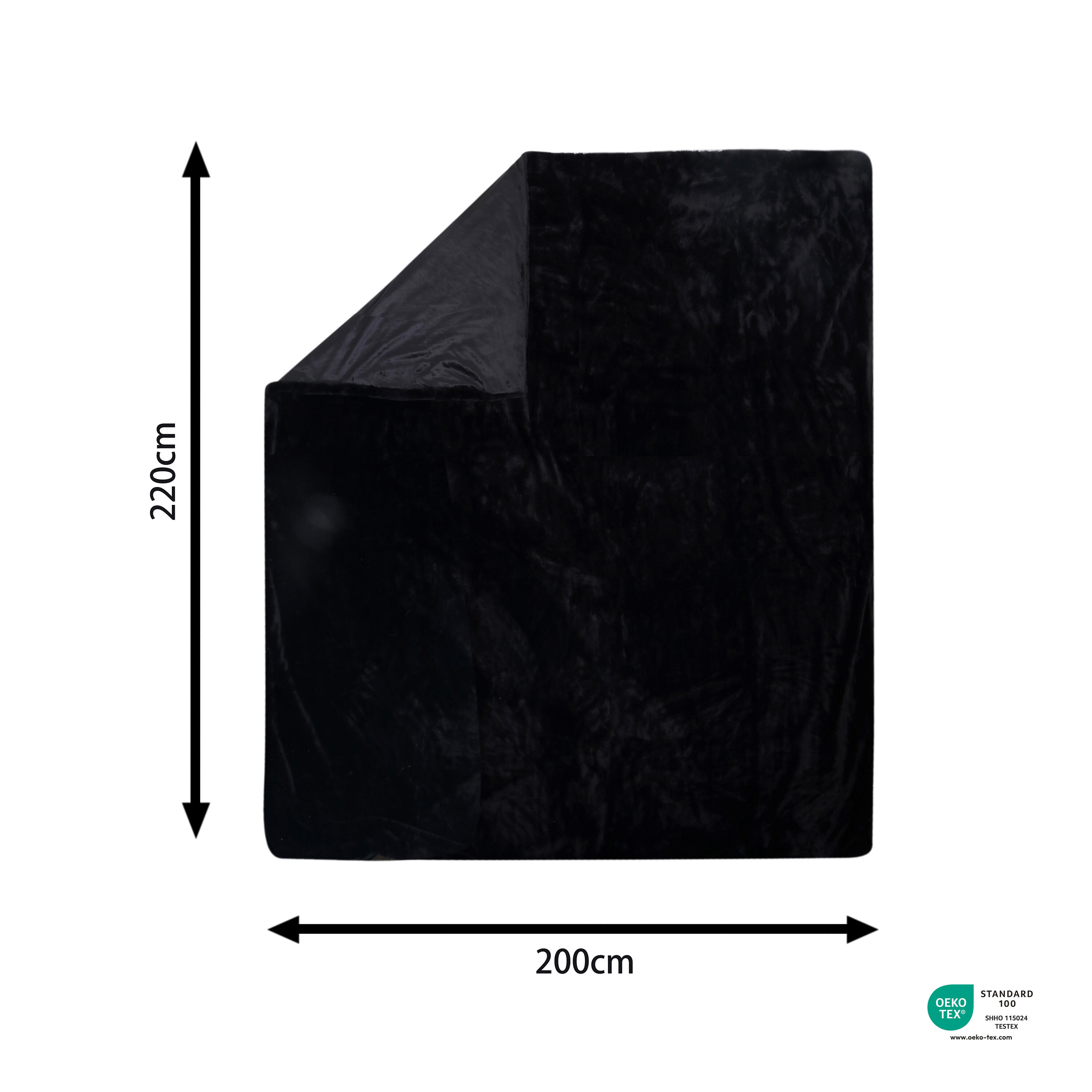 Manta imitación piel Enalie rectangular INSPIRE poliéster liso negro producto sin acabado en los cantos de 200x220 cm - 2