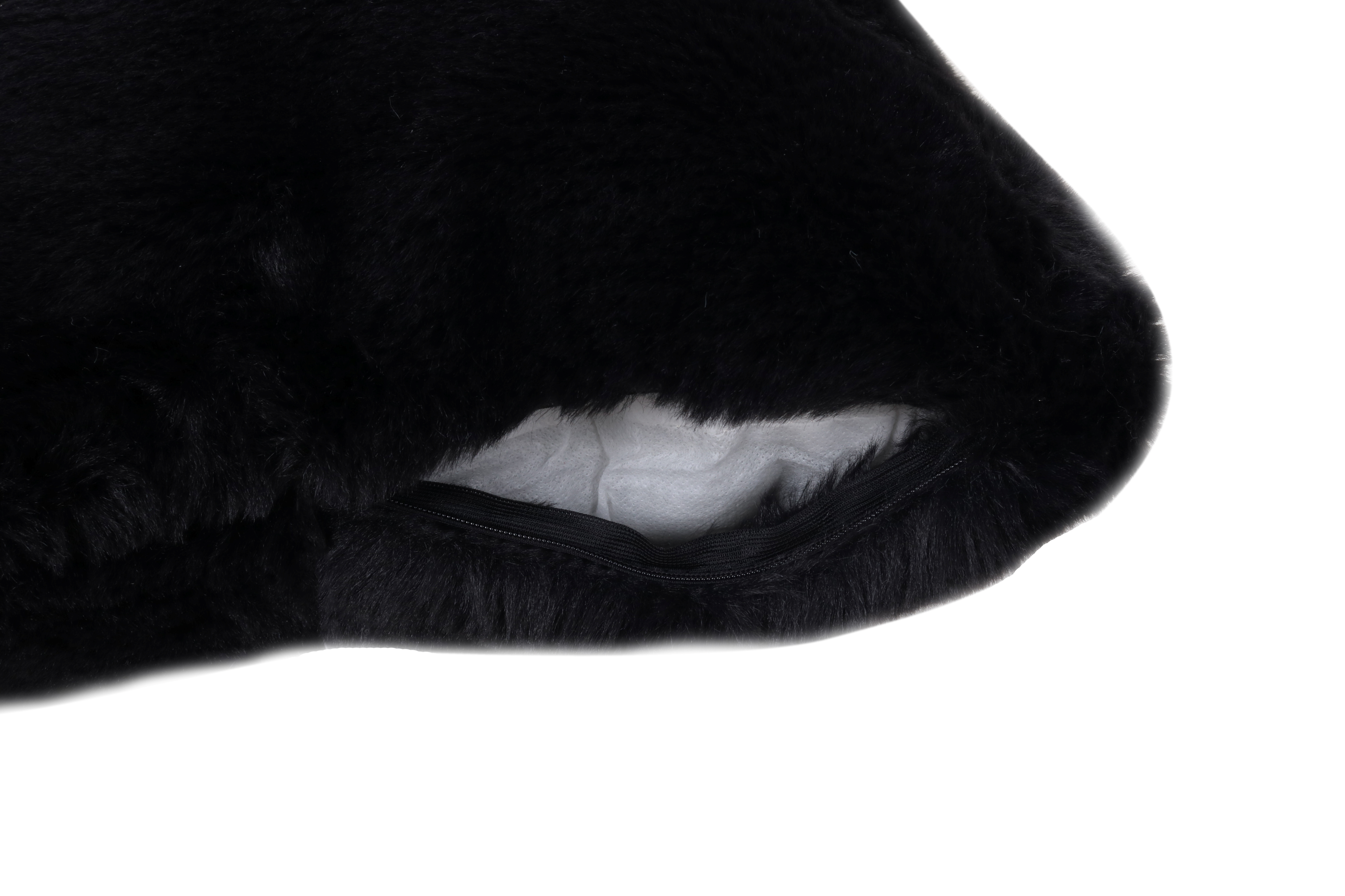 Coussin Swanny, imitation fourrure, noir l.45 x H.45 cm INSPIRE - 5