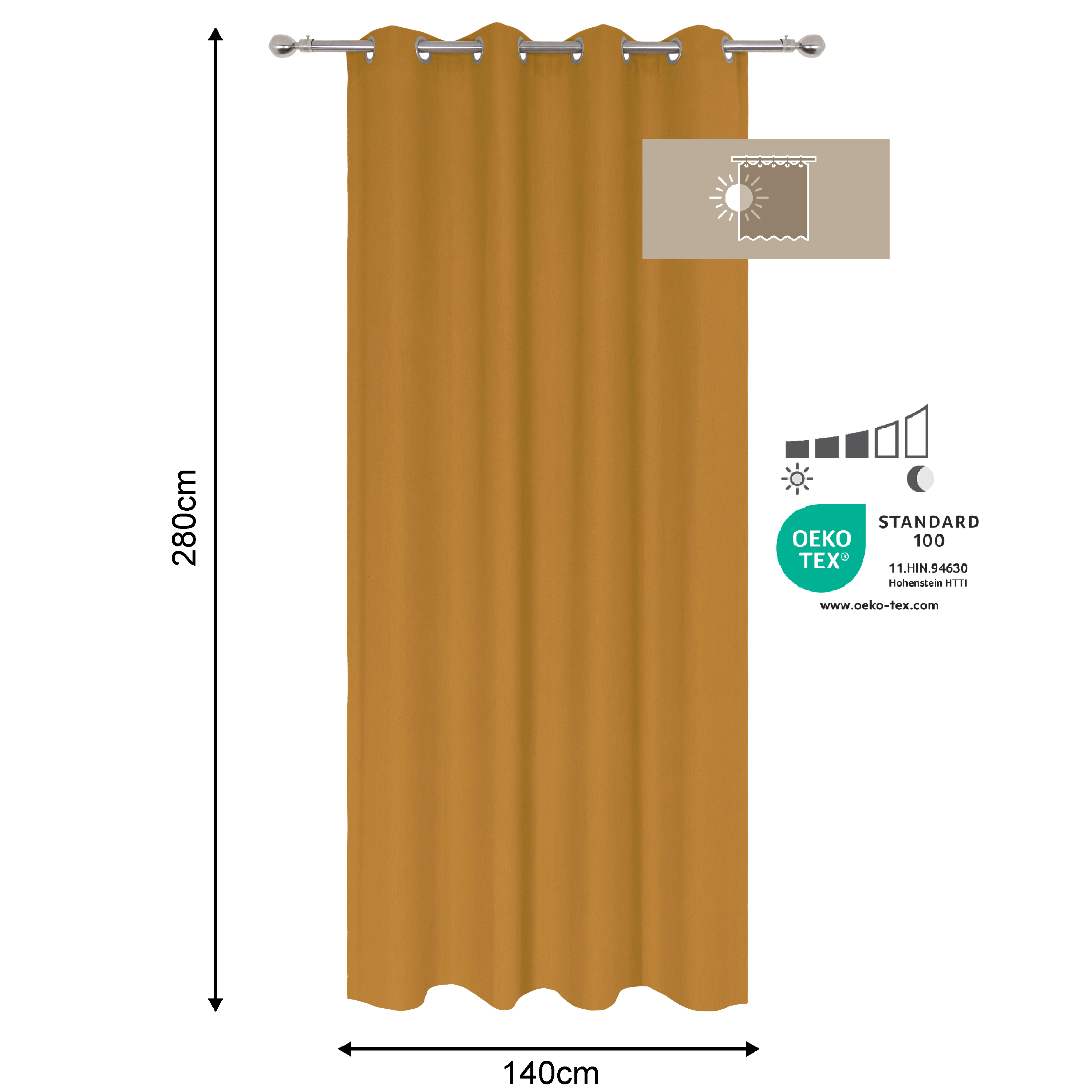 Rideau tamisant, Kalpe coton, jaune H.280 x l.140 cm INSPIRE - 2