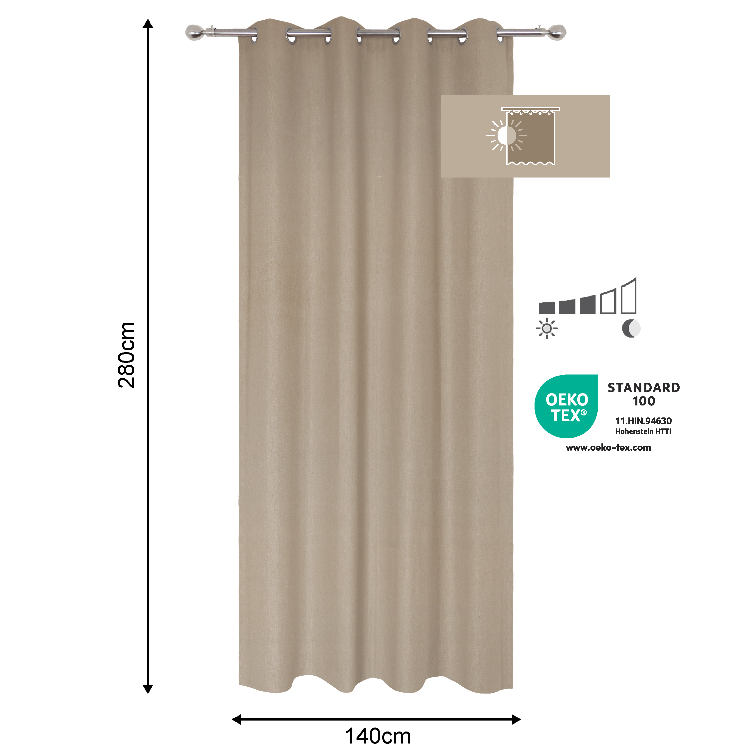 Rideau tamisant, Kalpe coton, beige H.280 x l.140 cm INSPIRE - 2