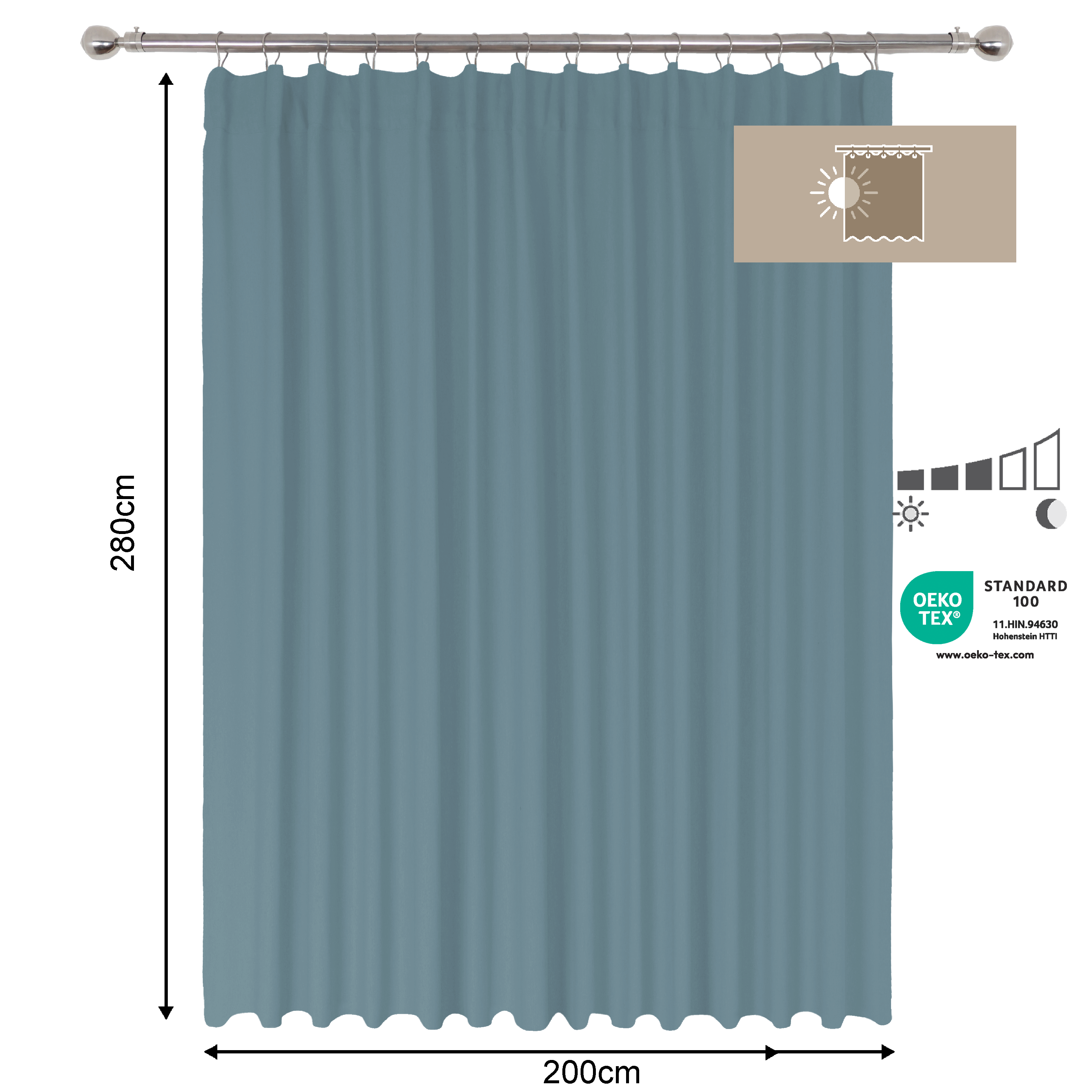 Cortinado fita e/ou presilha Kalpe 200x280cm aqua Inspire - 8