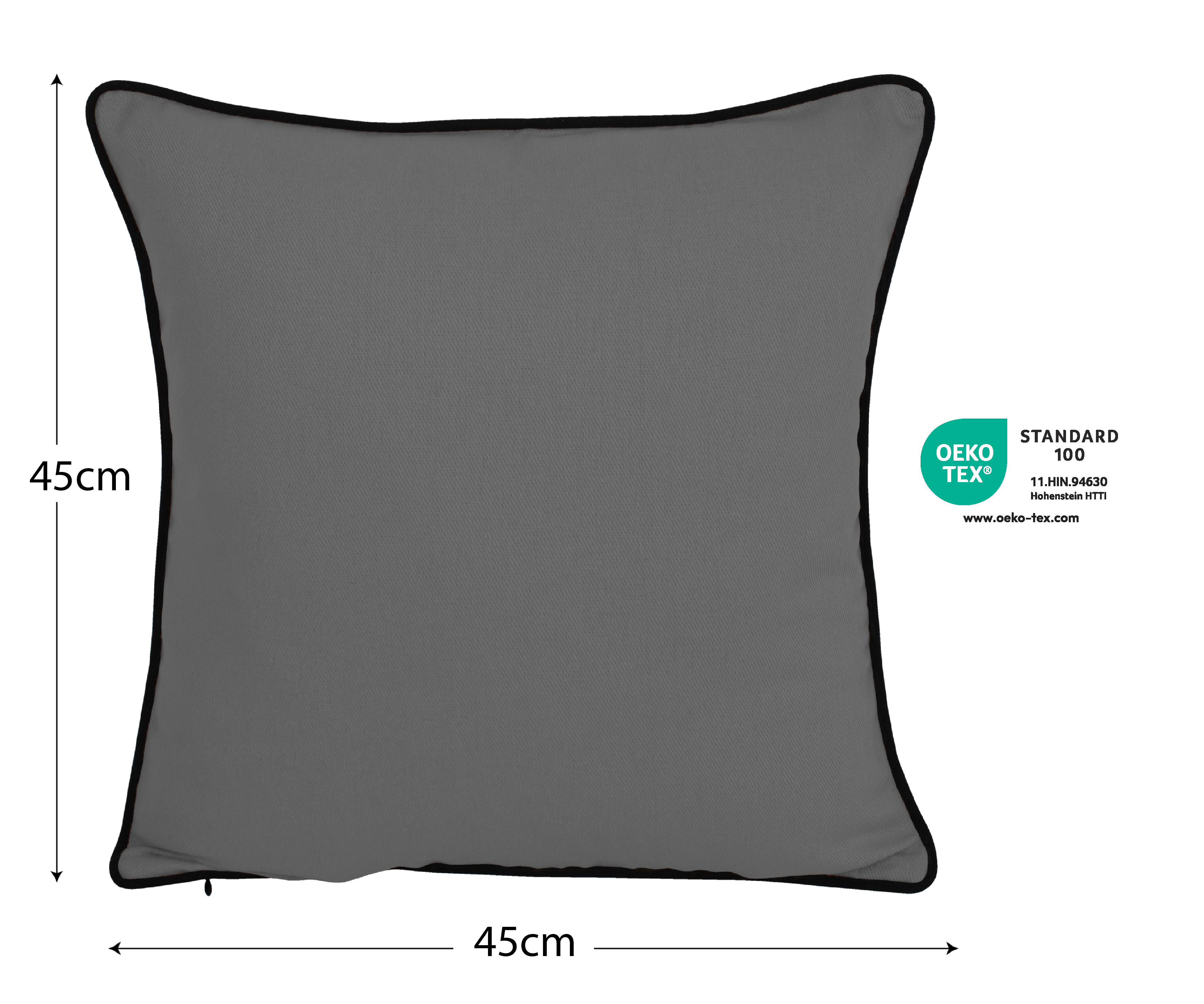 Cojín decorativo cuadrado Kalpe algodón liso gris granito INSPIRE 45x45cm - 2
